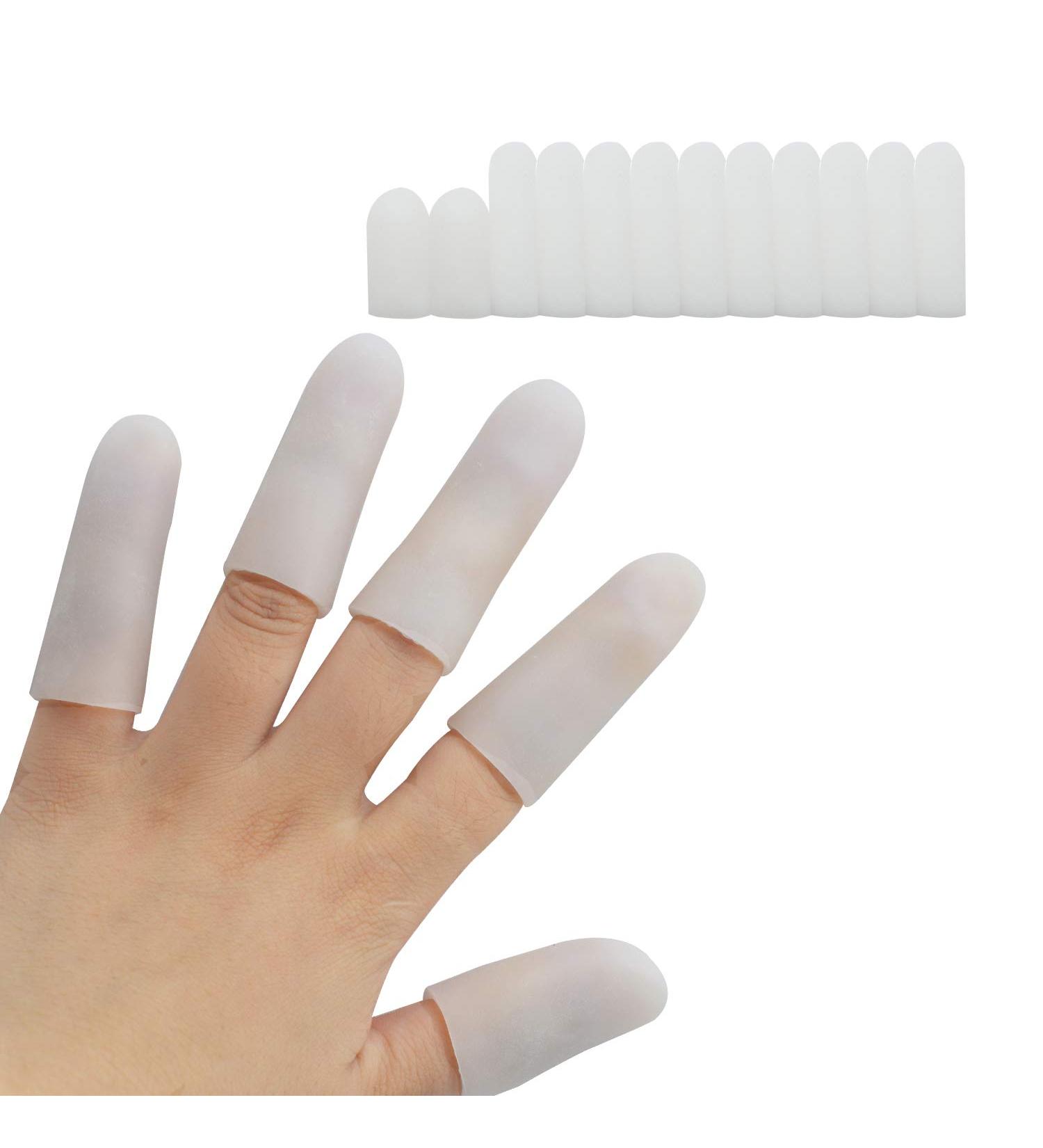 Buy 12 Silicone Gel Finger Protectors - Fingertip Cots for Cracked Skin & Nail Protection - International Shipping Available - Buy Online on GoSupps.com