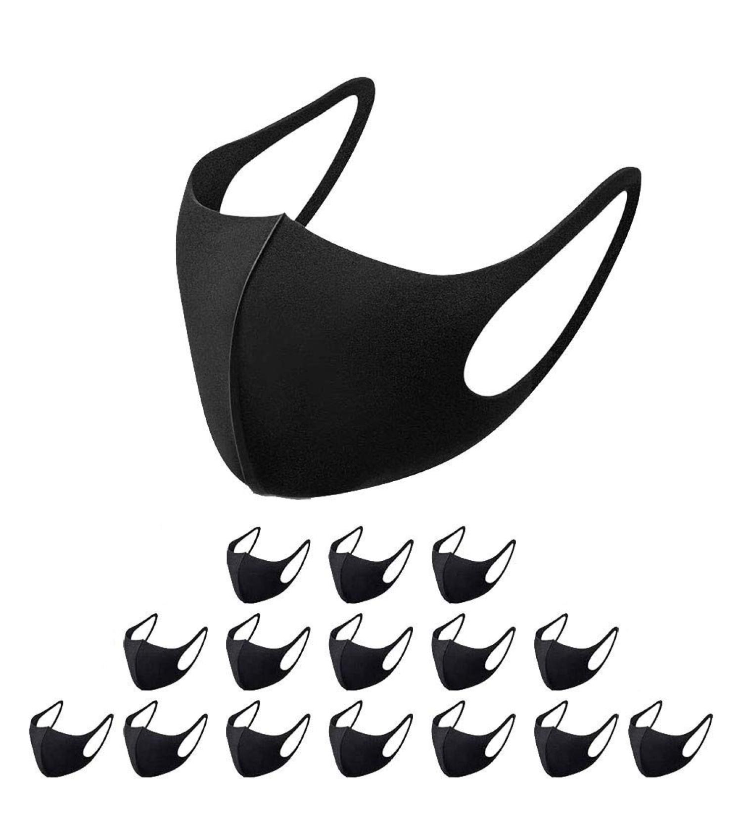 Black_Mask Fashion Ice Silk Solid Breathable Reusable Sports Antidust 15pcs - Buy Online on GoSupps.com