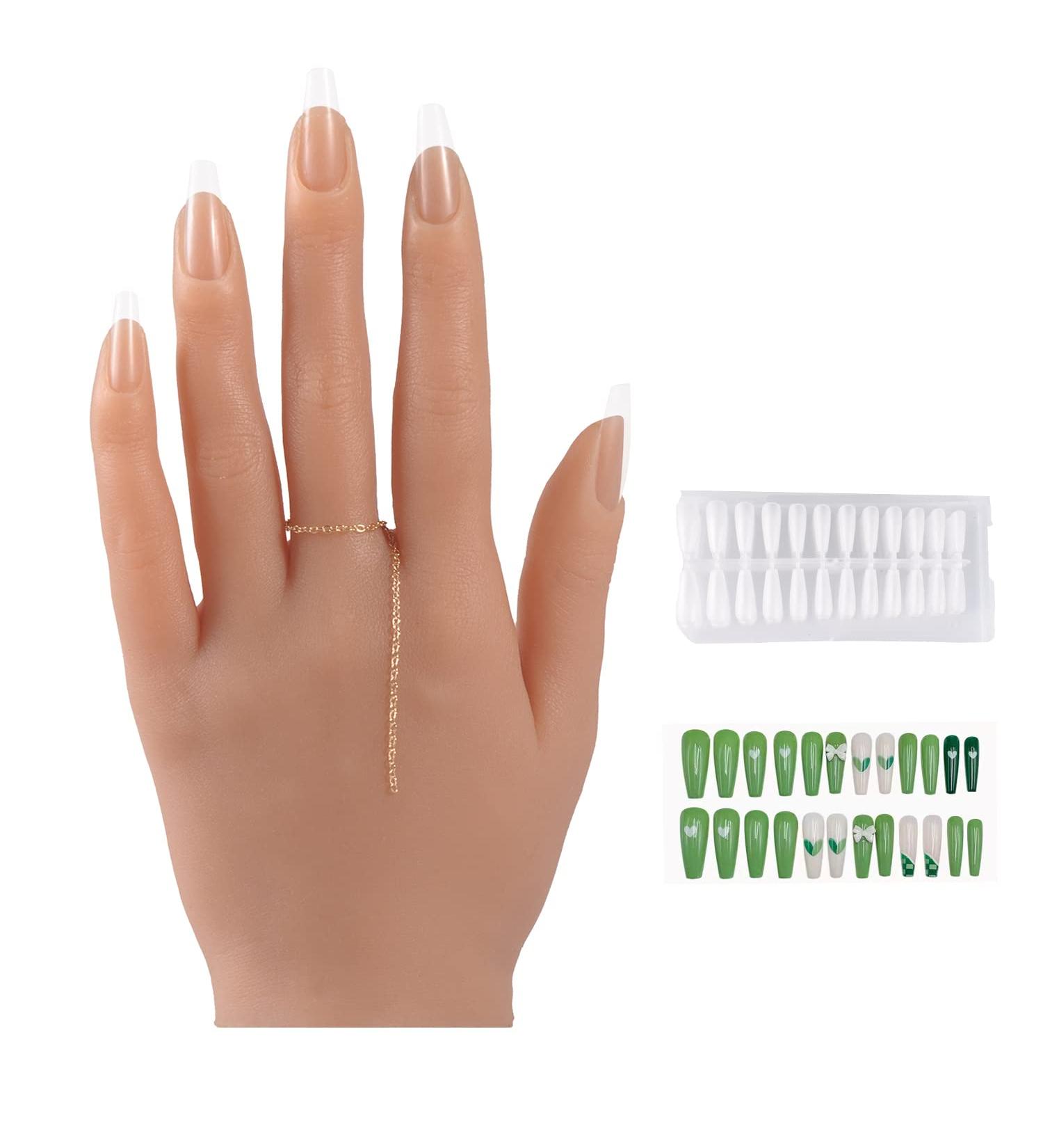 YEEFAIRY Silicone Practice Hand for Acrylic Nails | 528pcs Nail Tips | Soft Realistic Mannequin Hand for Nail Art Practice | Flexible Bendable Fake Hand for Tattoo & Jewelry Display (Bronze, Left) - Buy Online on GoSupps.com