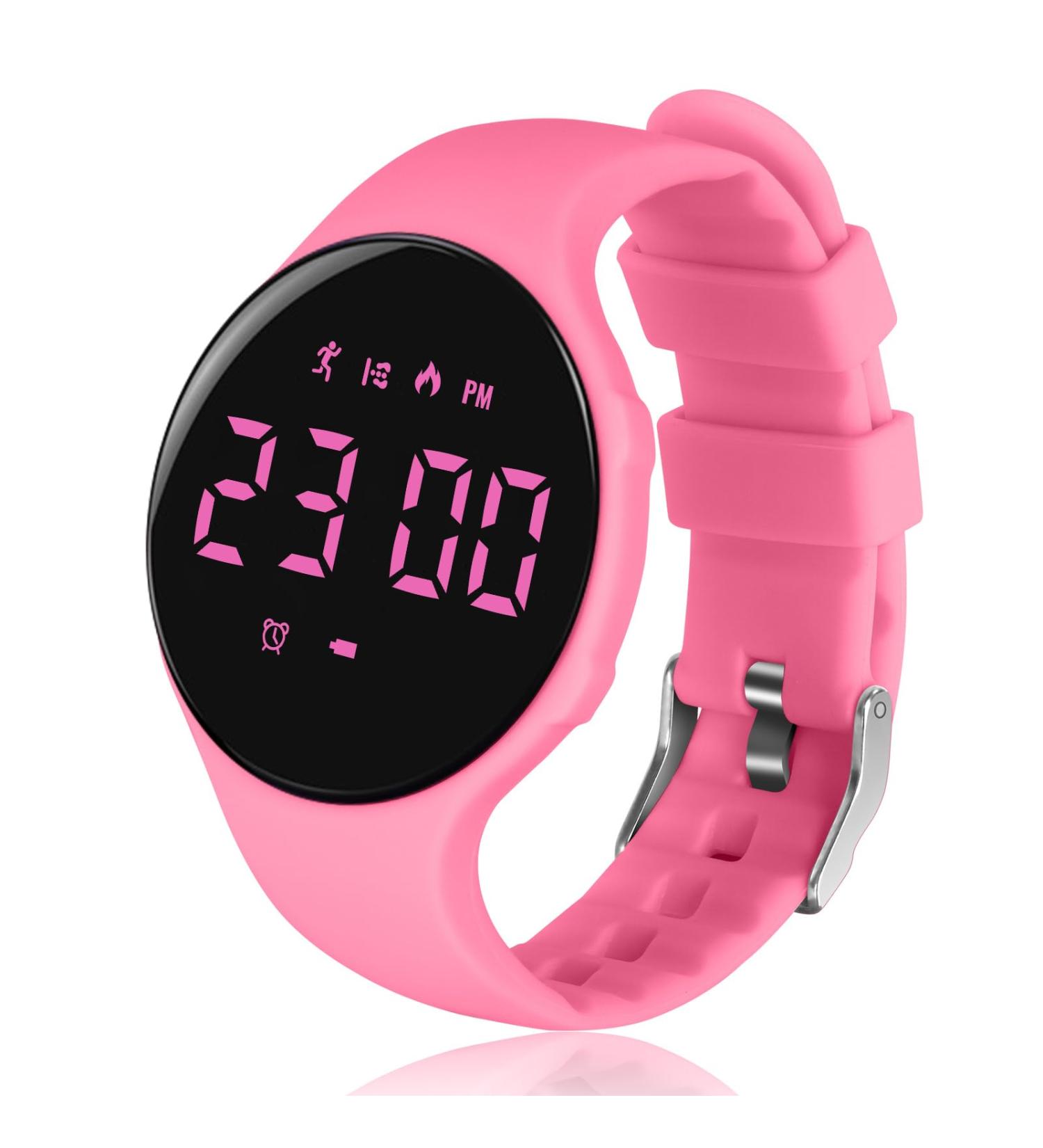 Flintronic Pedometer Clock - Digital Fitness Watch for Kids | No Bluetooth Pink Running Tracker - Buy Online on GoSupps.com