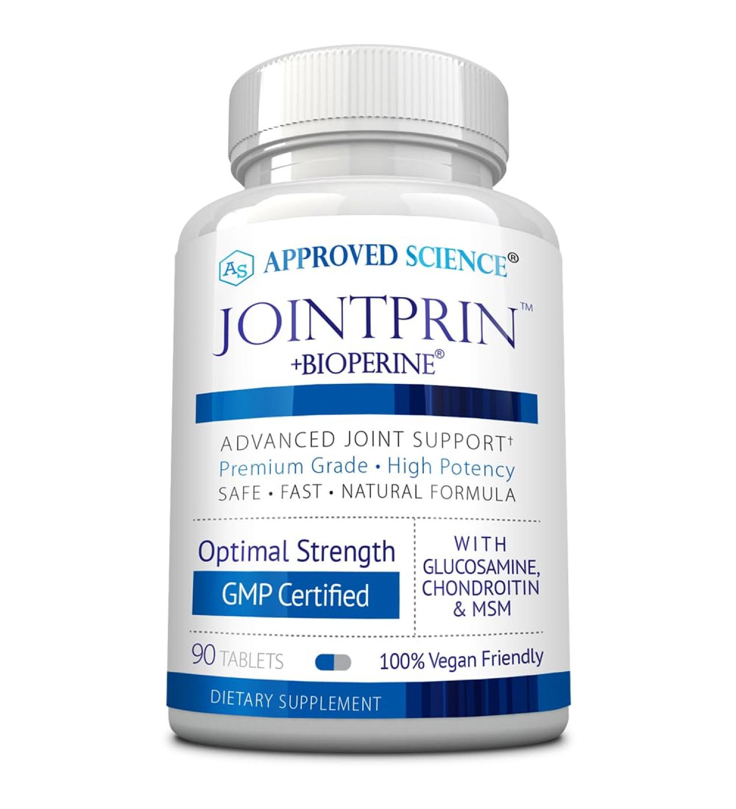 Approved Science Jointprin - Joint Support Supplement - Glucosamine, MSM, Chondroitin, Turmeric, Boswellia, BioPerine - 1 Month Supply 90 Count (Pack of 1) - Buy Online on GoSupps.com