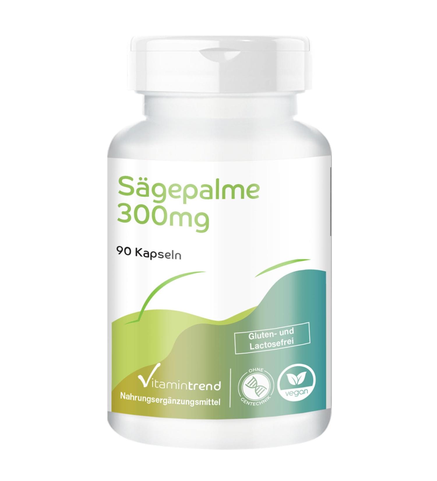 Saw Palmetto 300mg - Vegan High-Dose Supplement - 90 Bioavailable Capsules from Germany | Vitamin Trend - Buy Online on GoSupps.com