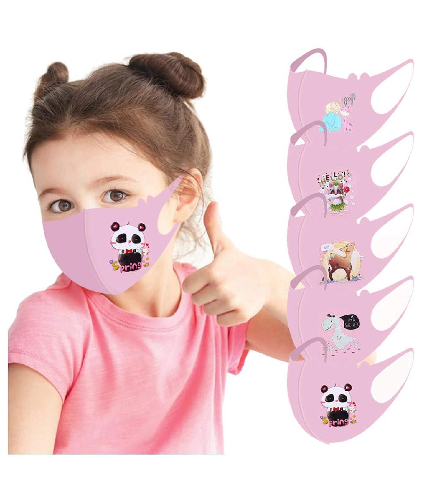 Riou 5-Piece Kids Cotton Silk Face Masks - Washable Breathable Protection Scarf for Young Girls - Buy Online on GoSupps.com