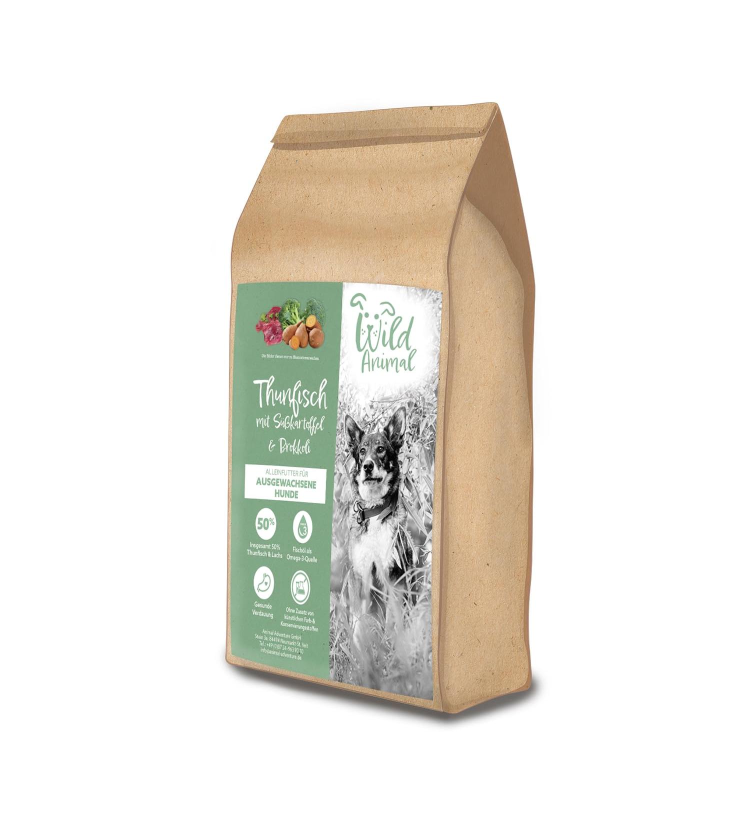 Wild Animal Premium Grain Free Tuna with Sweet Potato & Broccoli Dog Food 1 Pack (1 x 12 kg) - Buy Online on GoSupps.com