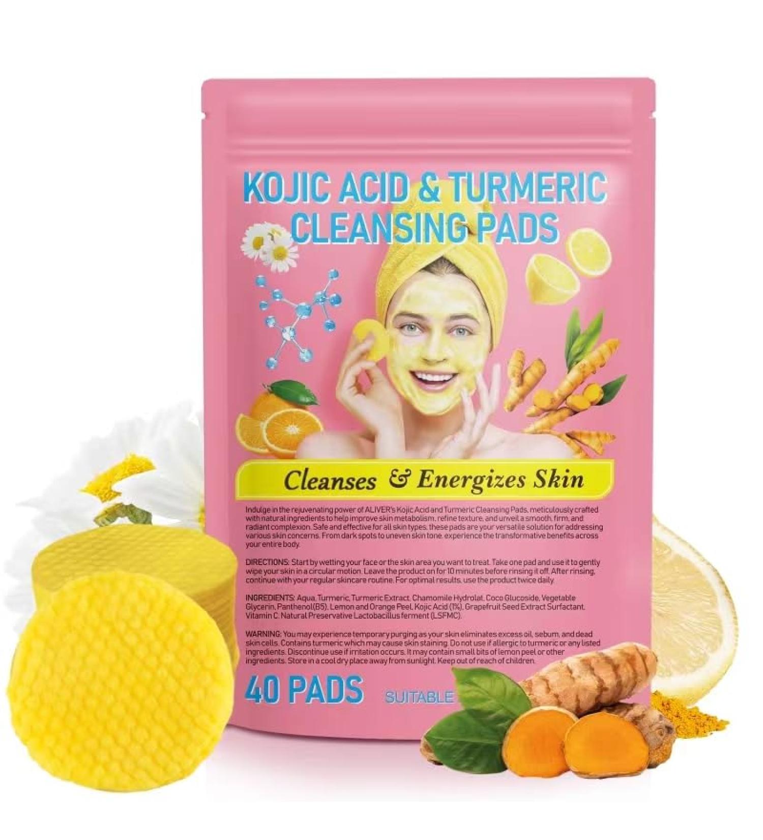 Buy Kojic Acid & Turmeric Cleansing Pads | Exfoliating Facial Sponges for Bright Skin - International Shipping - Buy Online on GoSupps.com