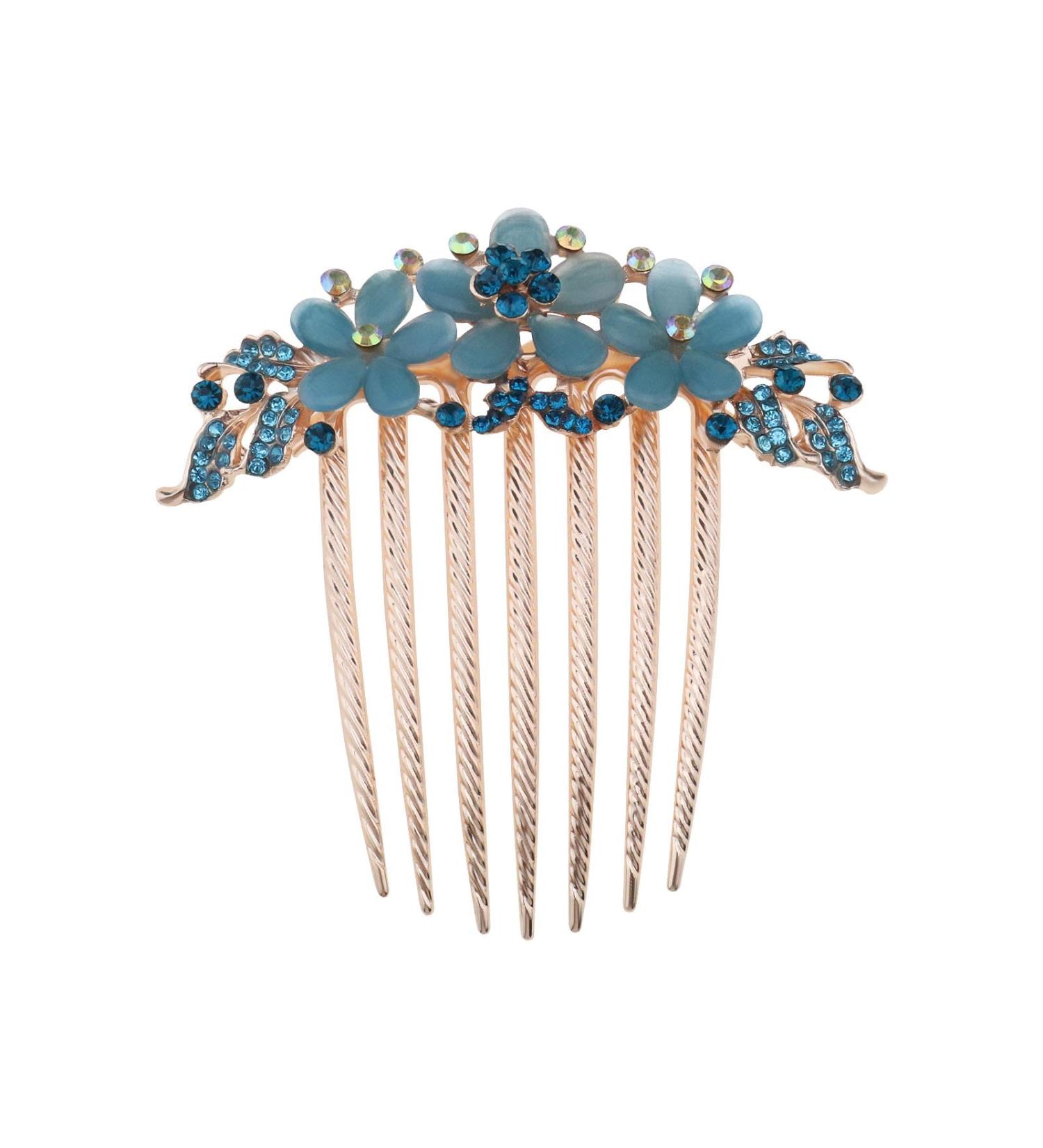 SG Store Flower Hair Comb - Rhinestone Wedding Bridal Headpiece & Decorative Hair Accessory for Women & Girls - Perfect for Blue Hairstyles - Buy Online on GoSupps.com