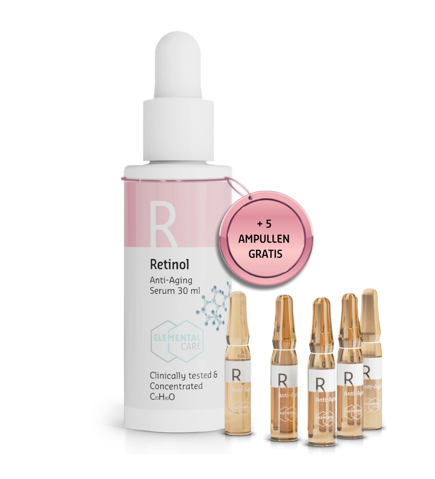 High-Dose Retinol Serum 30ml & 5x1.3ml Ampoules - Reduce Folds by 64% in 3 Months | Skincare Booster for Dark Circles & Instant Effects - Buy Online on GoSupps.com