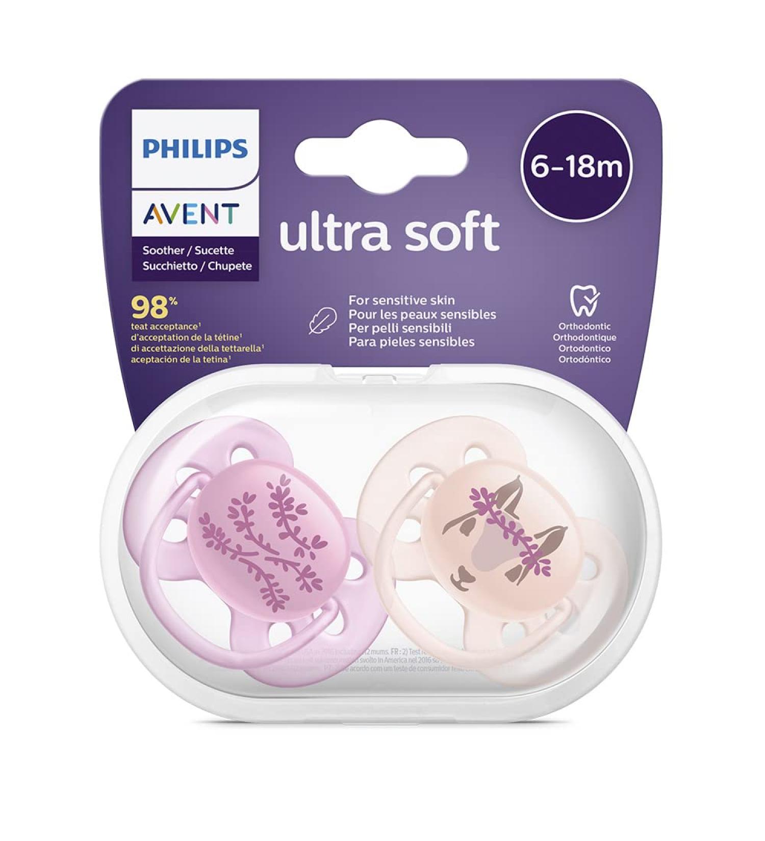 Buy Philips Avent Ultra Soft Pacifier 6-18 Months SCF223/04 - Pink (2 Pack) | Best International Shipping - Buy Online on GoSupps.com