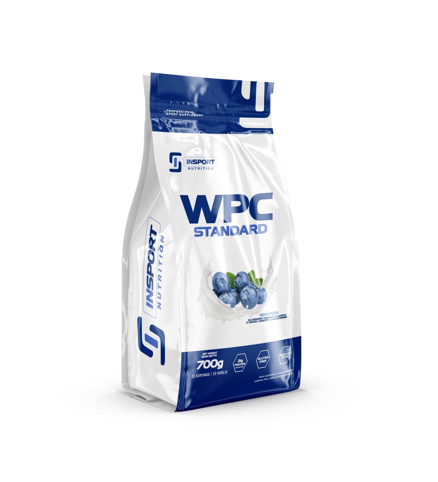 INSPORT Nutrition - WPC STANDARD - Professional Sports Supplement - Protein Supplement - BCAA - High Assimilability - 23 Servings - 700g Powder - Taste: (Medium Blueberry Yogurt) - Buy Online on GoSupps.com