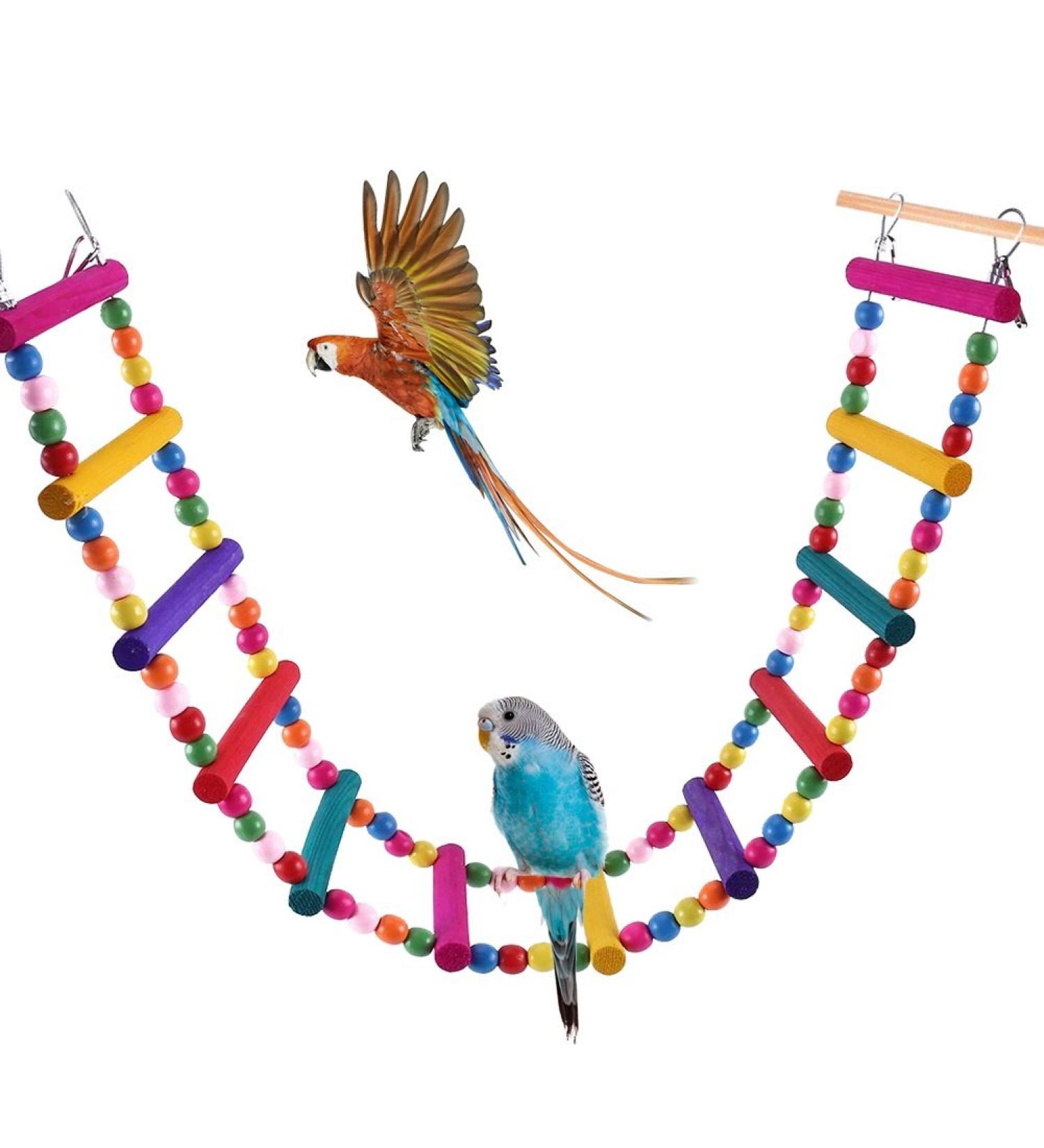 Bonaweite Bird Parrot Toys - Colorful Step Ladder Swing Bridge for Pet Training - 12 Ladders - Buy Online on GoSupps.com