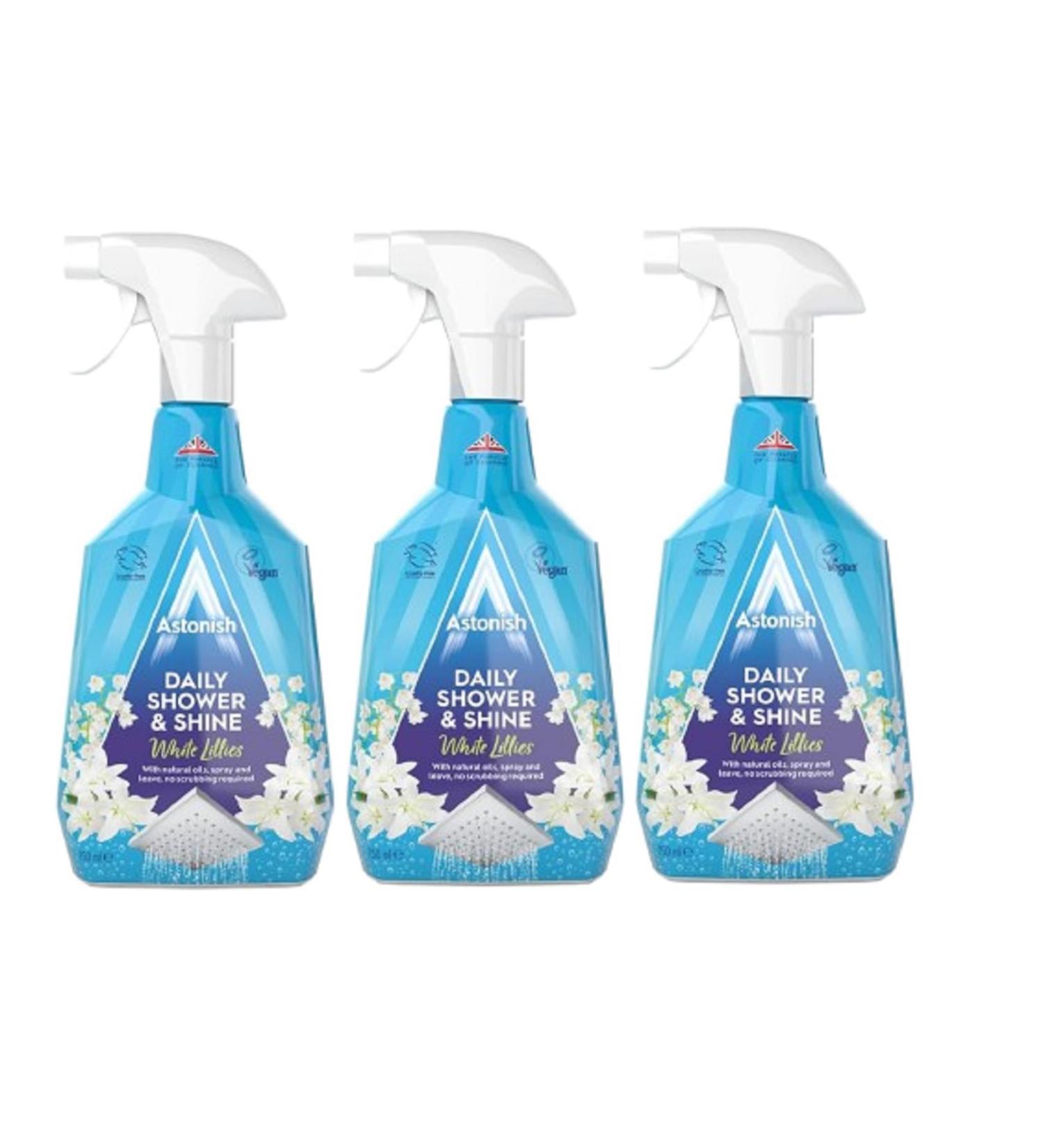 Astonish Daily Shower and Shine White Lilies| Vegan and Cruelty-free Shower Spray |For glass tiles chrome and plastic |Shower doors tubs and faucets | 750ml - Buy Online on GoSupps.com