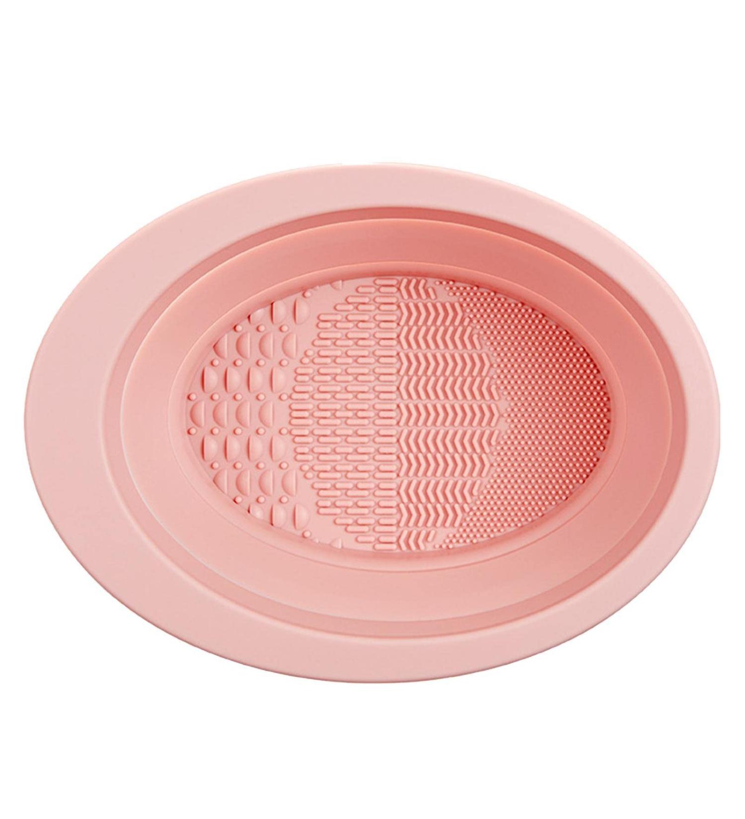 Cosmetic Brushes Scrubber Bowl | Silicone Makeup Brush Cleaner Bowl | Foldable Makeup Brush Cleaning Pad | Makeup Brush Cleaning Mat for Women's Brushes Sponge and Puff (Pink Purple) - Buy Online on GoSupps.com