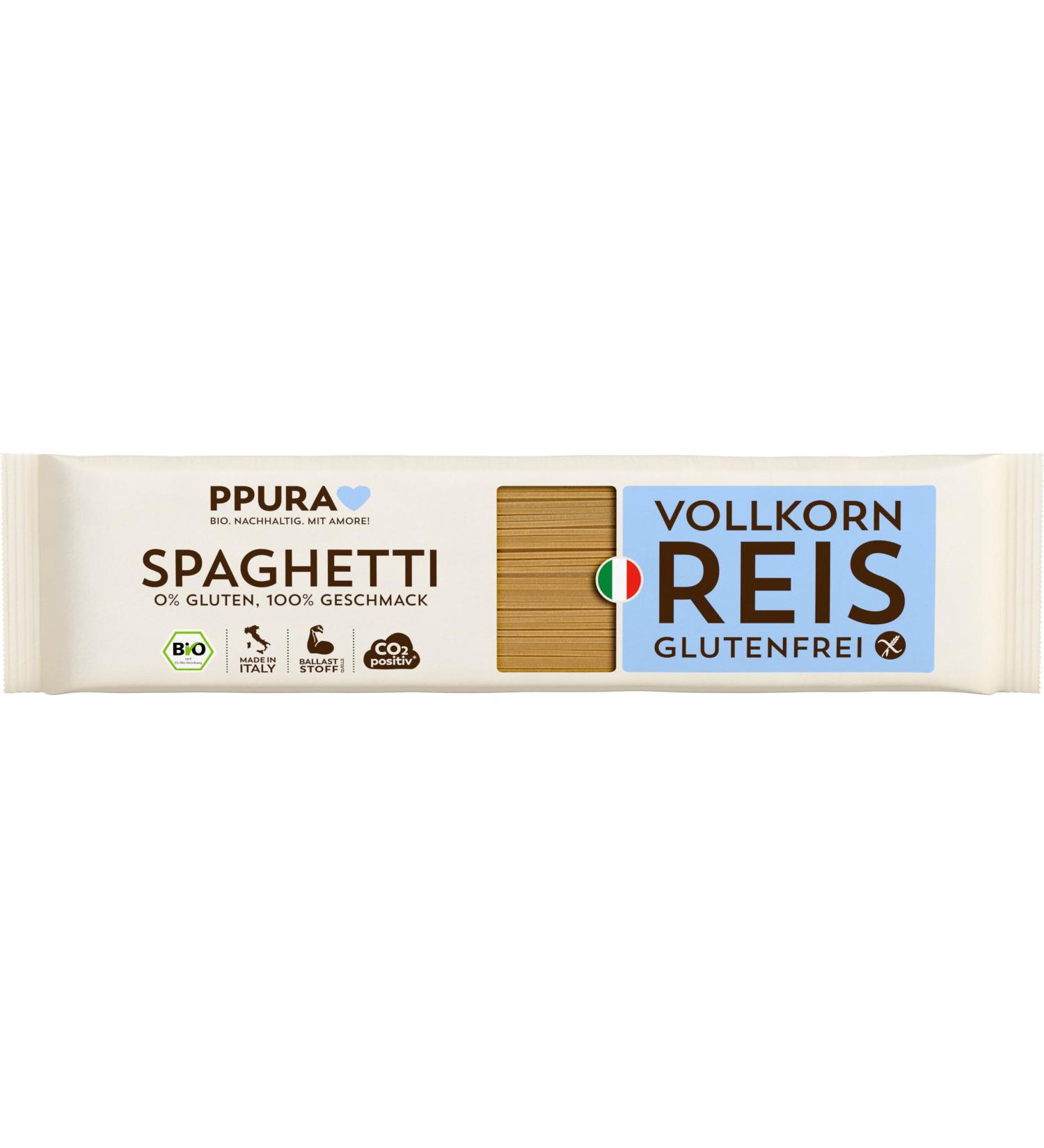 PPURA BIO Spaghetti from wholemeal rice - gluten -free |400g pasta |100% natural without color and preservatives |Italian pasta |Bronze process |Zero Foodwate