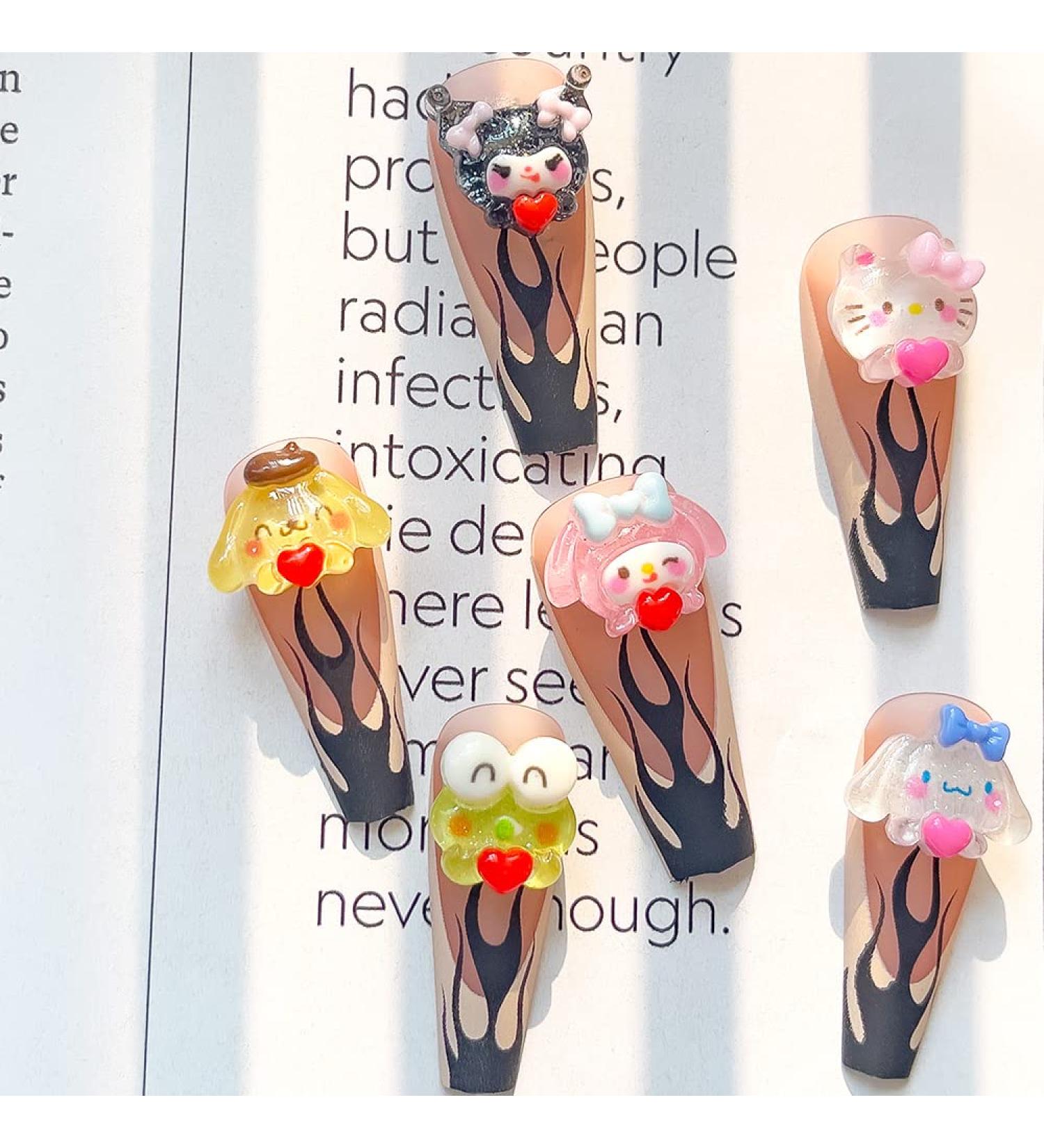 60PCS Kawaii Cat Resin Nail Art Charms - Cute Jelly Candy Slime Decoration DIY Kit - Buy Online on GoSupps.com