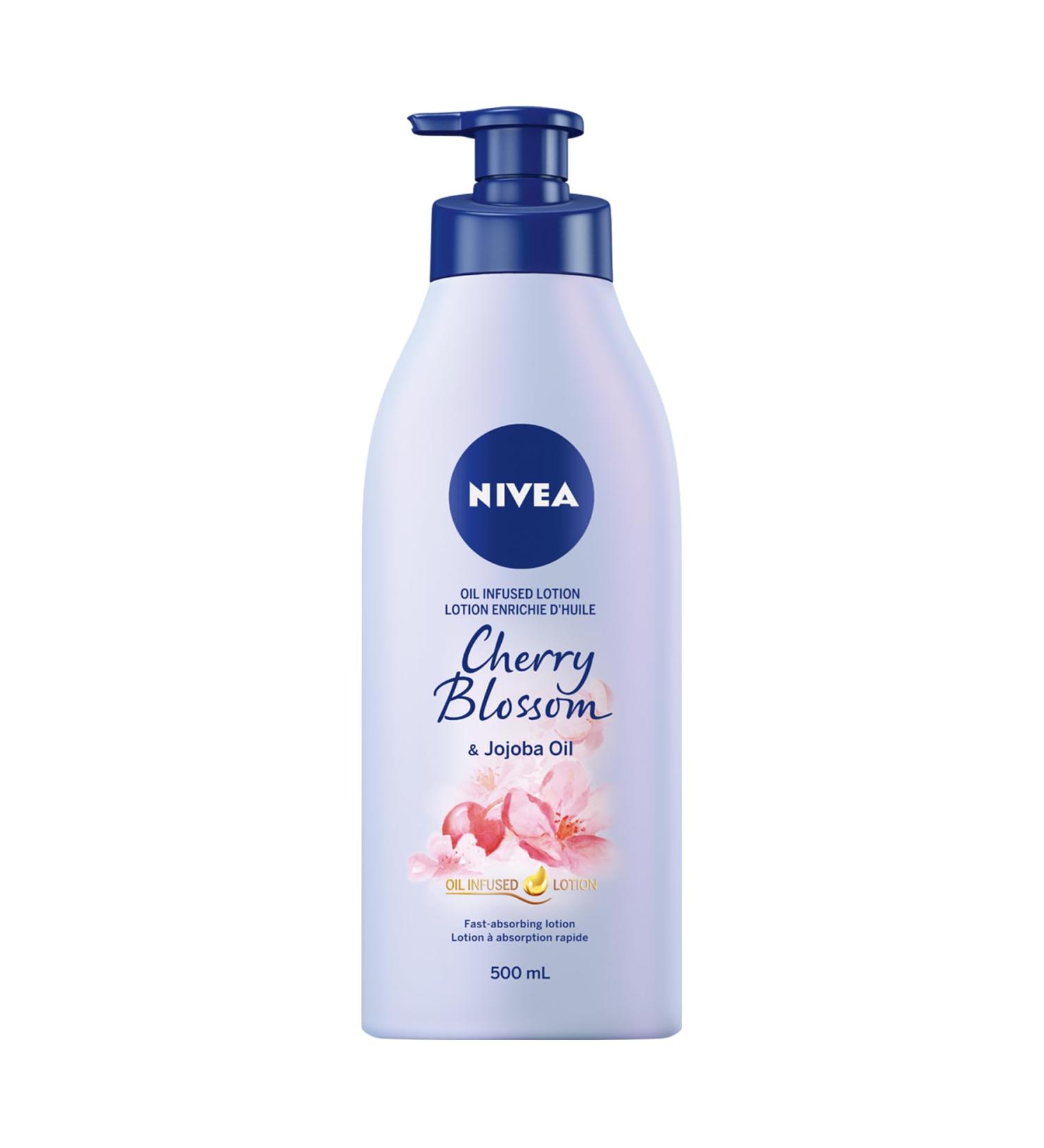 NIVEA Oil Infused Cherry Blossom & Jojoba Oil Body Lotion 24-Hour Moisture Scented Lotion All Skin Types Fast Absorbing Non Greasy Daily Body Moisturizer Dermatologically Tested Skin Care 500mL - Buy Online on GoSupps.com