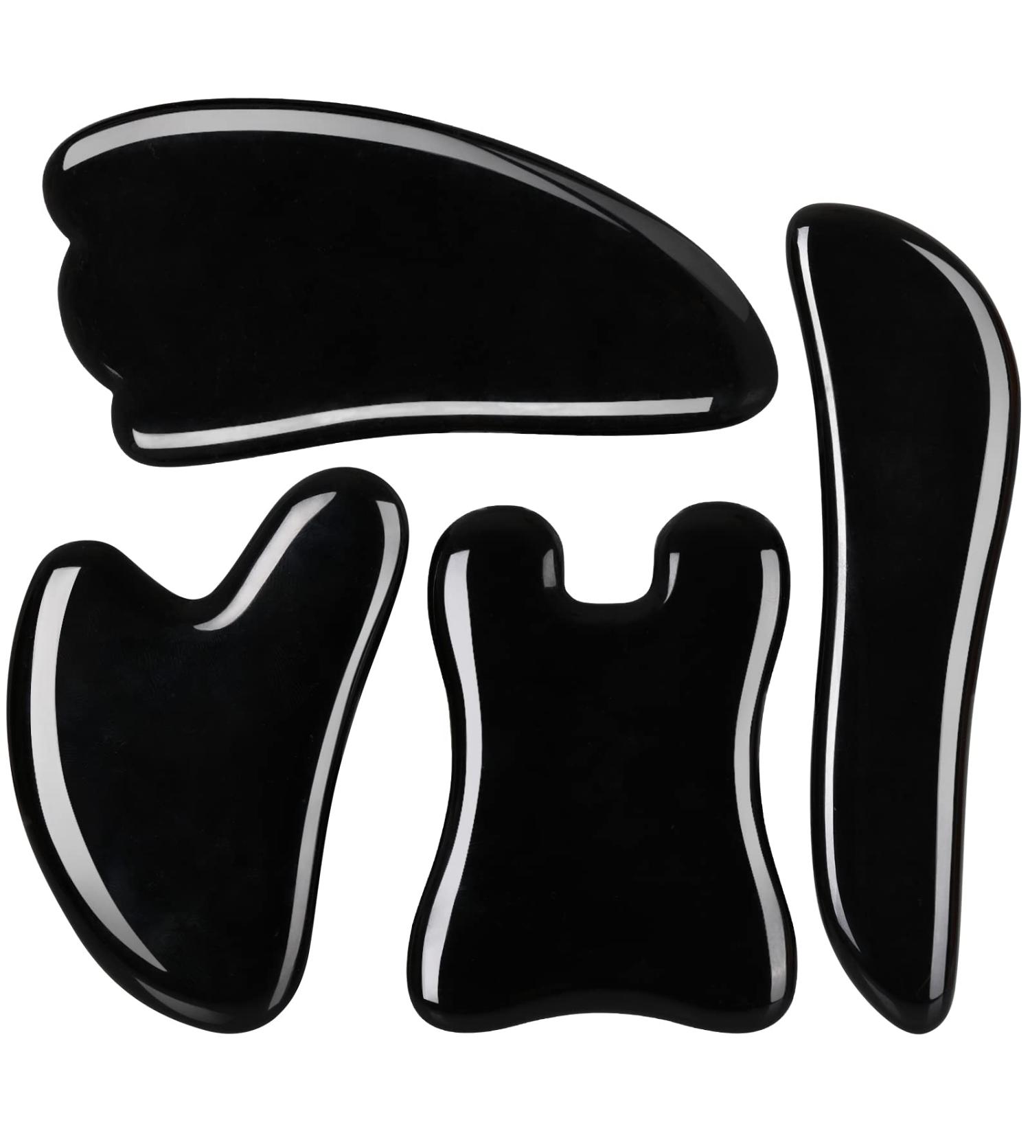 Airogym Guasha Massage Tool Set - Natural Stone Gua Sha Board for SPA Acupuncture and Muscle Knots - 4PCS Black Stone Scraping Massage Sets for Facial Care and Physical Therapy - Buy Online on GoSupps.com