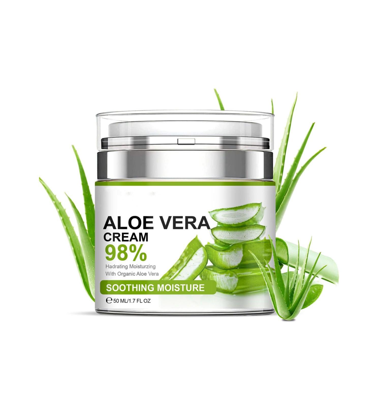 New Cover Aloe Vera Moisturizing Cream Soothing Face Moisturizer With Organic Aloe Vera Instantly Soothes and Hydrates Skin Care | Non-Greasy Anti Wrinkle Facial Cream for Men Women All Skin Types - Buy Online on GoSupps.com