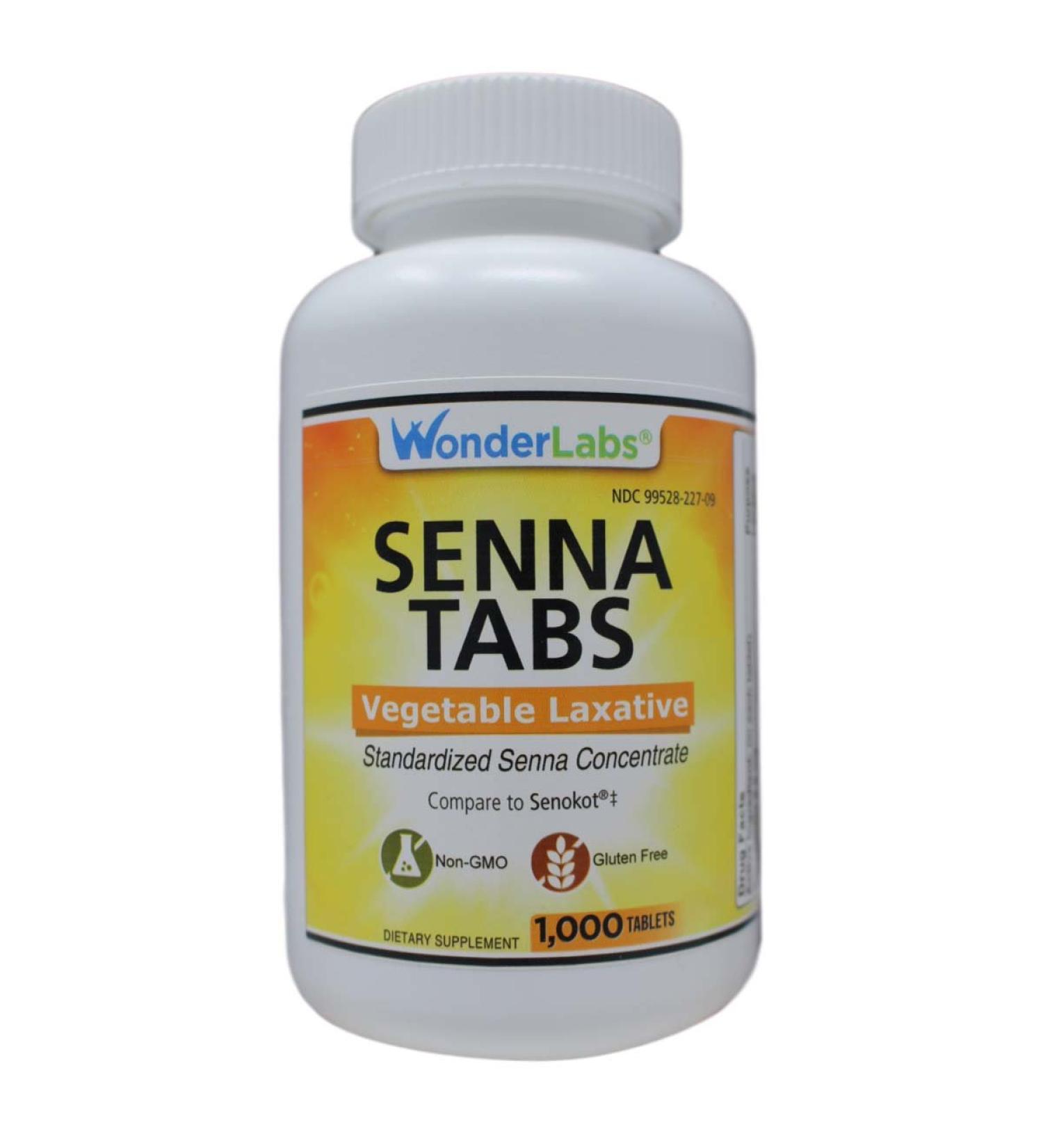 Wonder Laboratories Senna Tablets - Natural Vegetable Laxative for Constipation Relief - 1000 Tablets - Buy Online on GoSupps.com