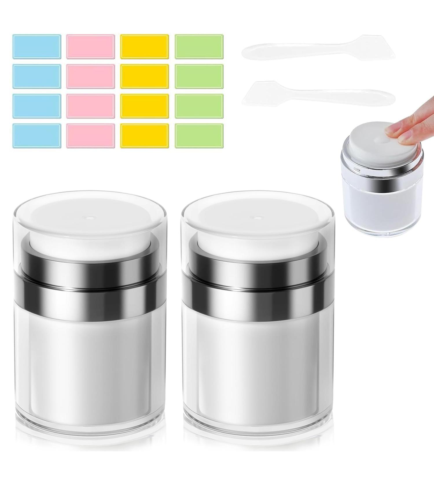 2Pcs 30ml Airless Pump Travel Cream Bottles Set - Refillable Cosmetic Containers for Lotions and Creams - Buy Online on GoSupps.com