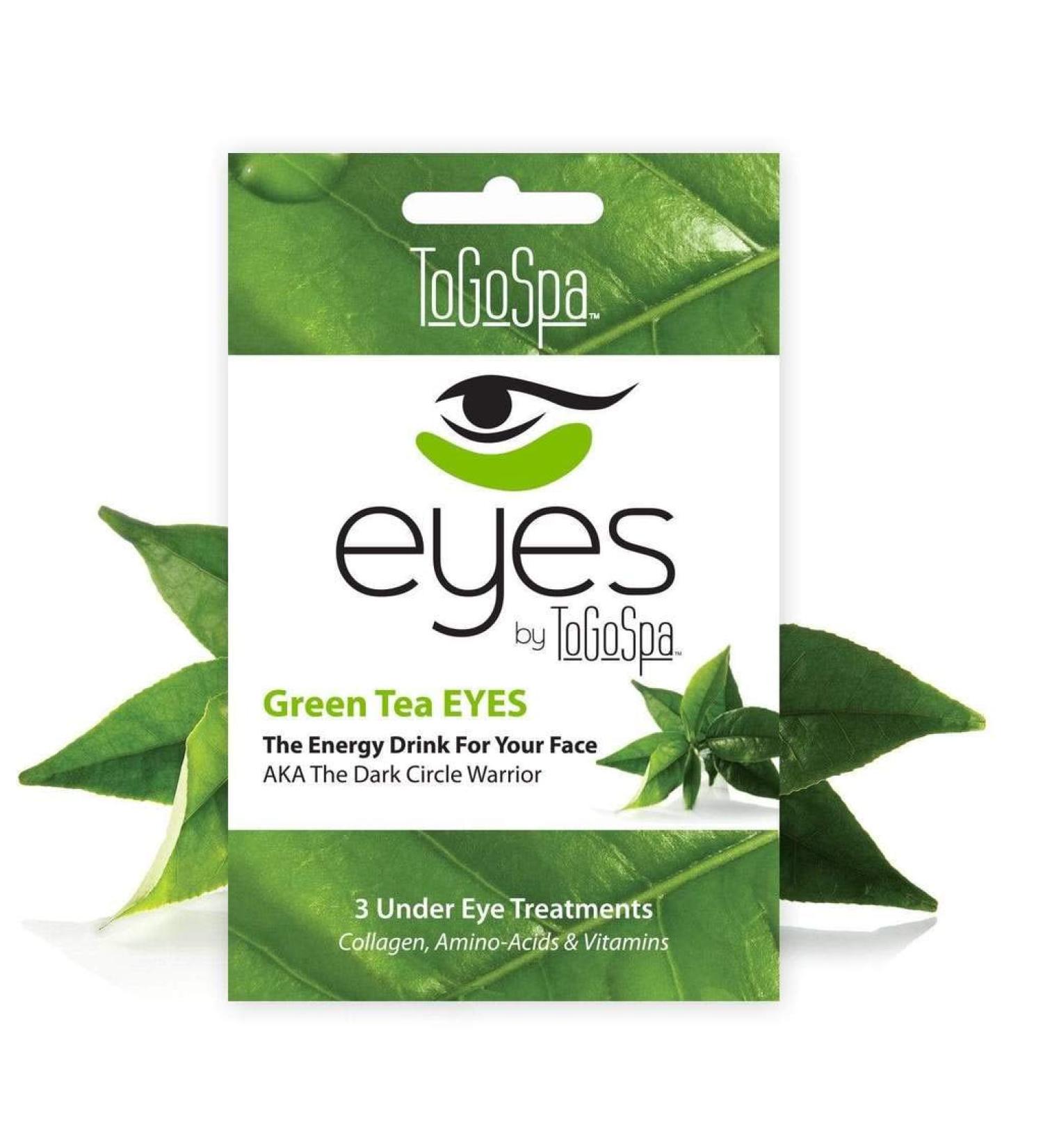 ToGoSpa Green Tea EYES - Dark Circle Warrior Gel Pads | Anti-Aging Collagen Hyaluronic Acid & Vitamins - 3 Pack - Buy Online on GoSupps.com