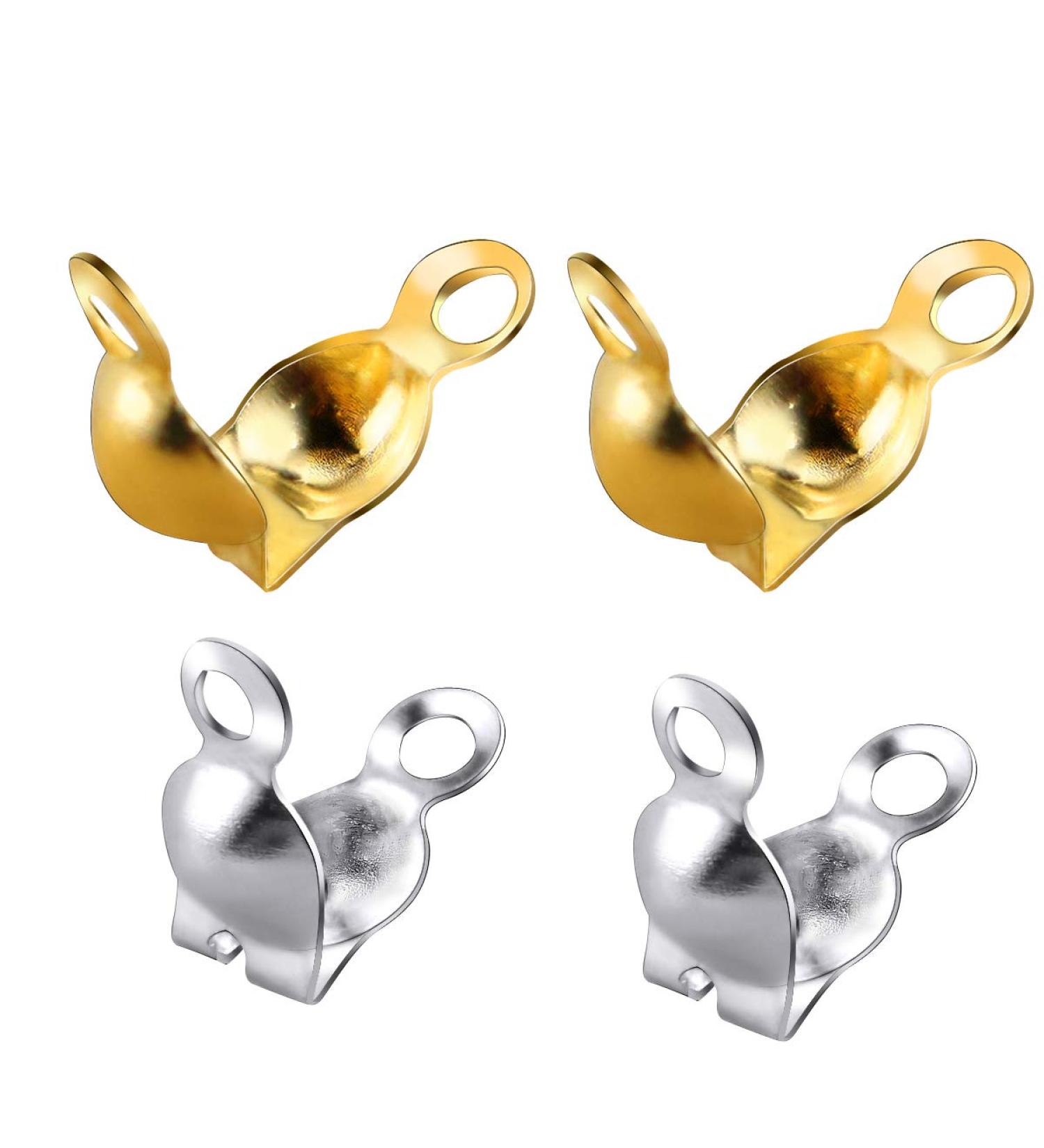 Newbested 1400 PCS Metal Bead Tips Knot Covers for Jewelry Making Craft DIY - Gold and Silver - Buy Online on GoSupps.com