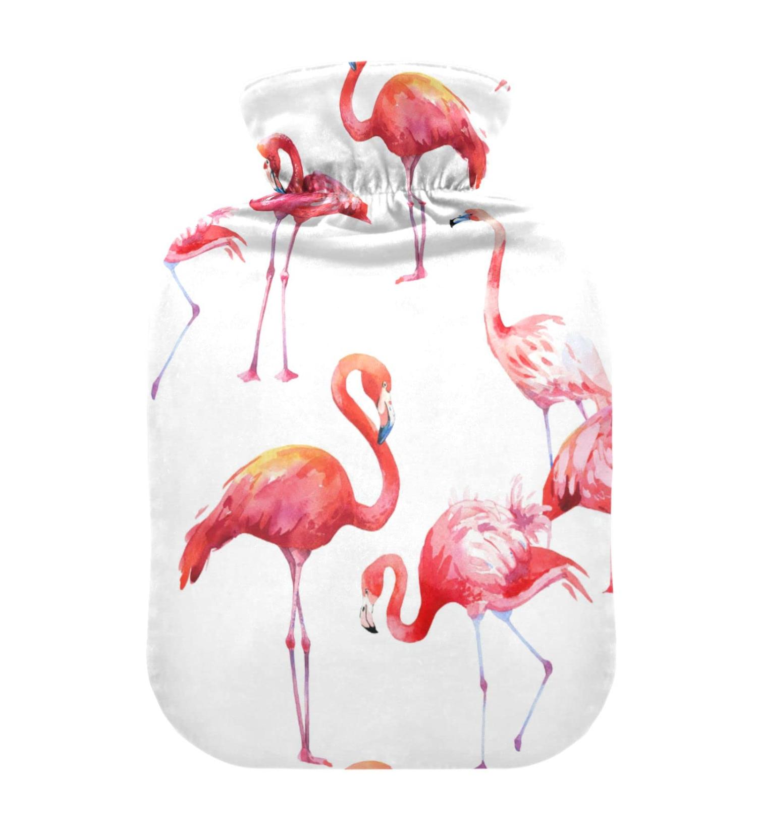 Buy 1L Pink Flamingo Hot Water Bottle with Cover - Durable Hand & Foot Warmer for Pain Relief & Heat Therapy | International Shipping - Buy Online on GoSupps.com