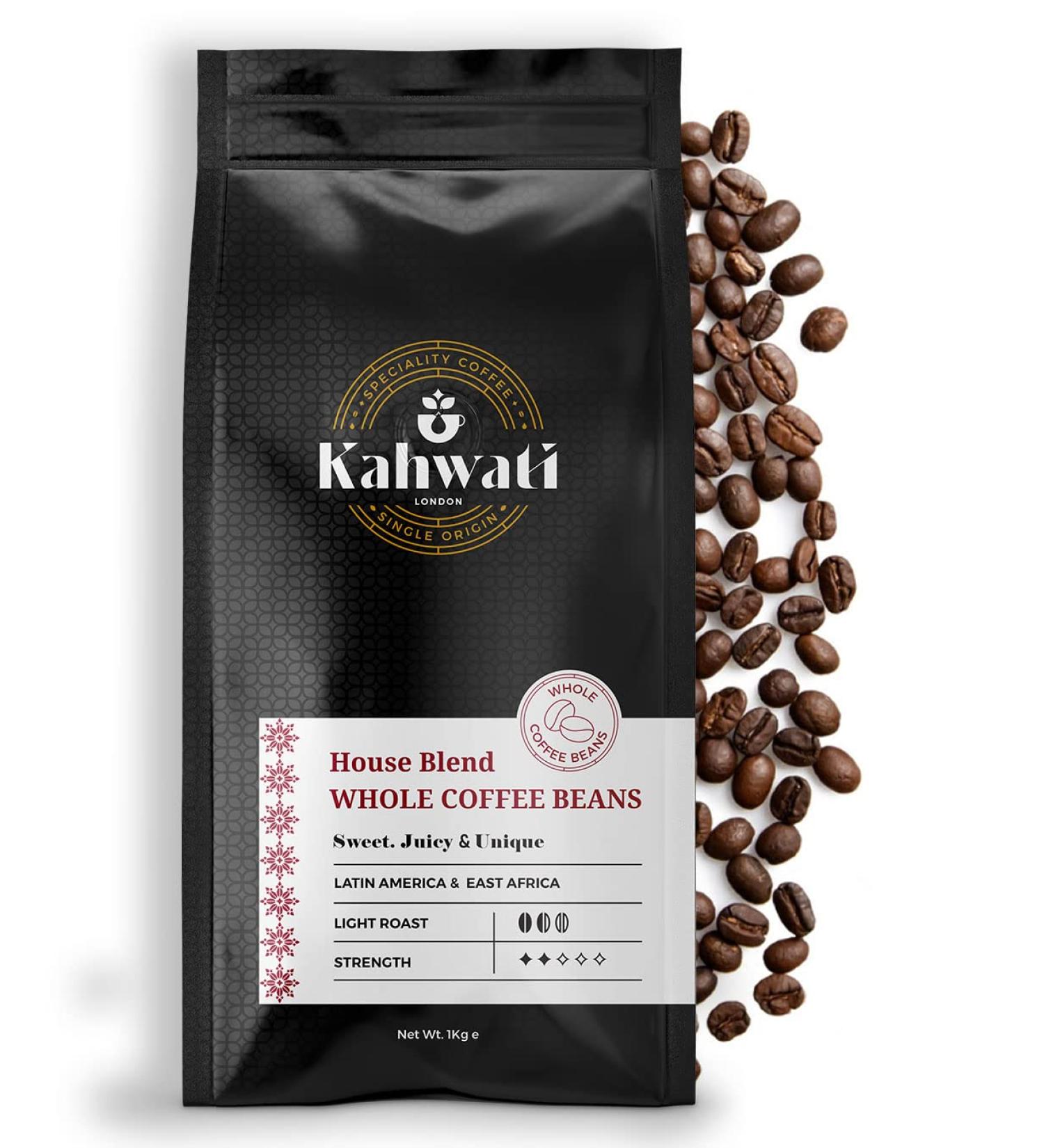 Kahwati | House Blend | Speciality Whole Coffee Beans | Freshly Roasted In London |100% Ethically Sourced | Sweet Juicy & Unique Coffee Beans for Espresso- 1Kg | House Blend 1 kg (Pack of 1) - Buy Online on GoSupps.com