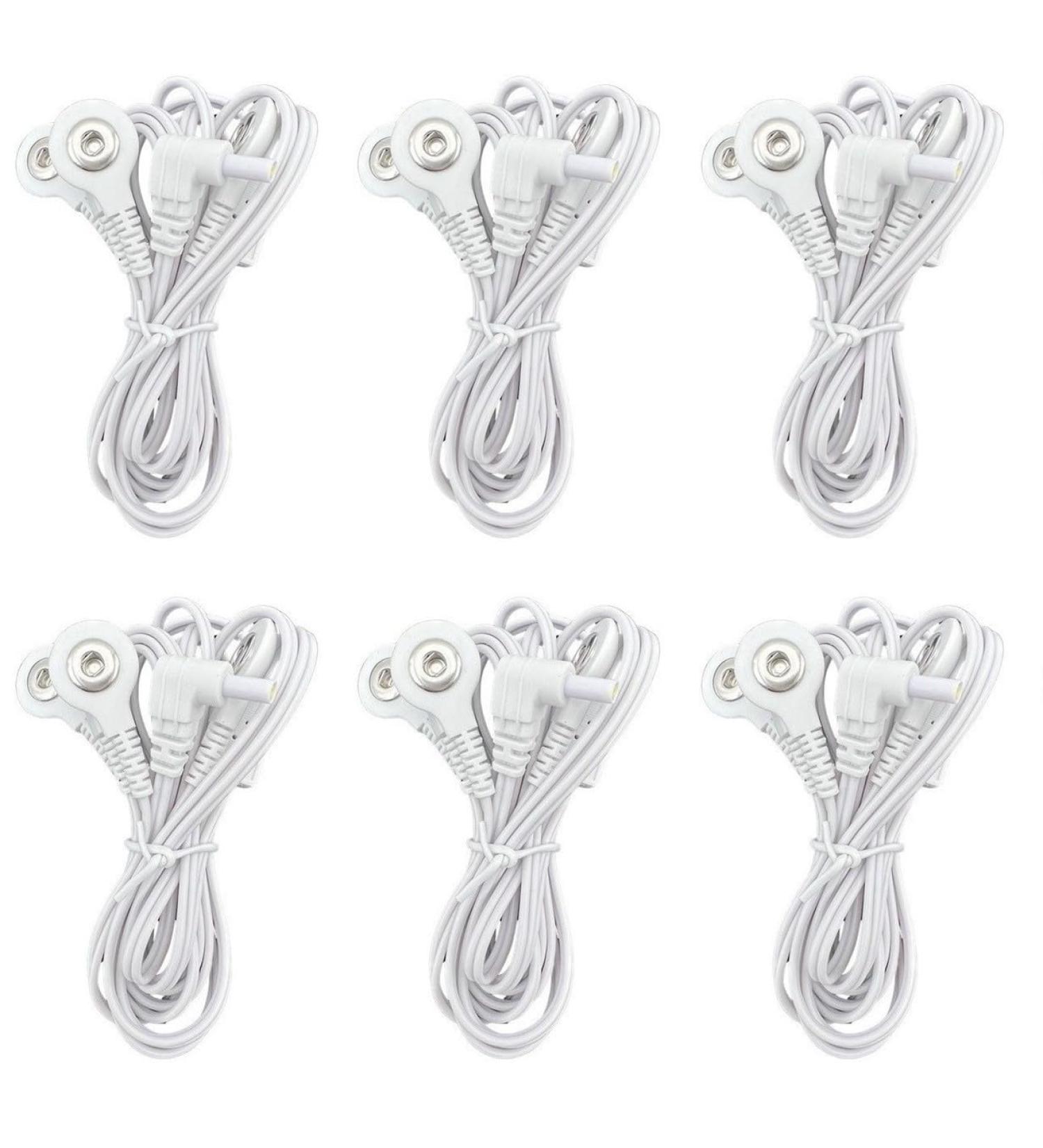 Replacement Premium TENS Lead Wires - 2.35mm Shielded Plug & 4 Snap 3.5mm Connectors for TENS Units (Pack of 6) | International Shipping Available - Buy Online on GoSupps.com