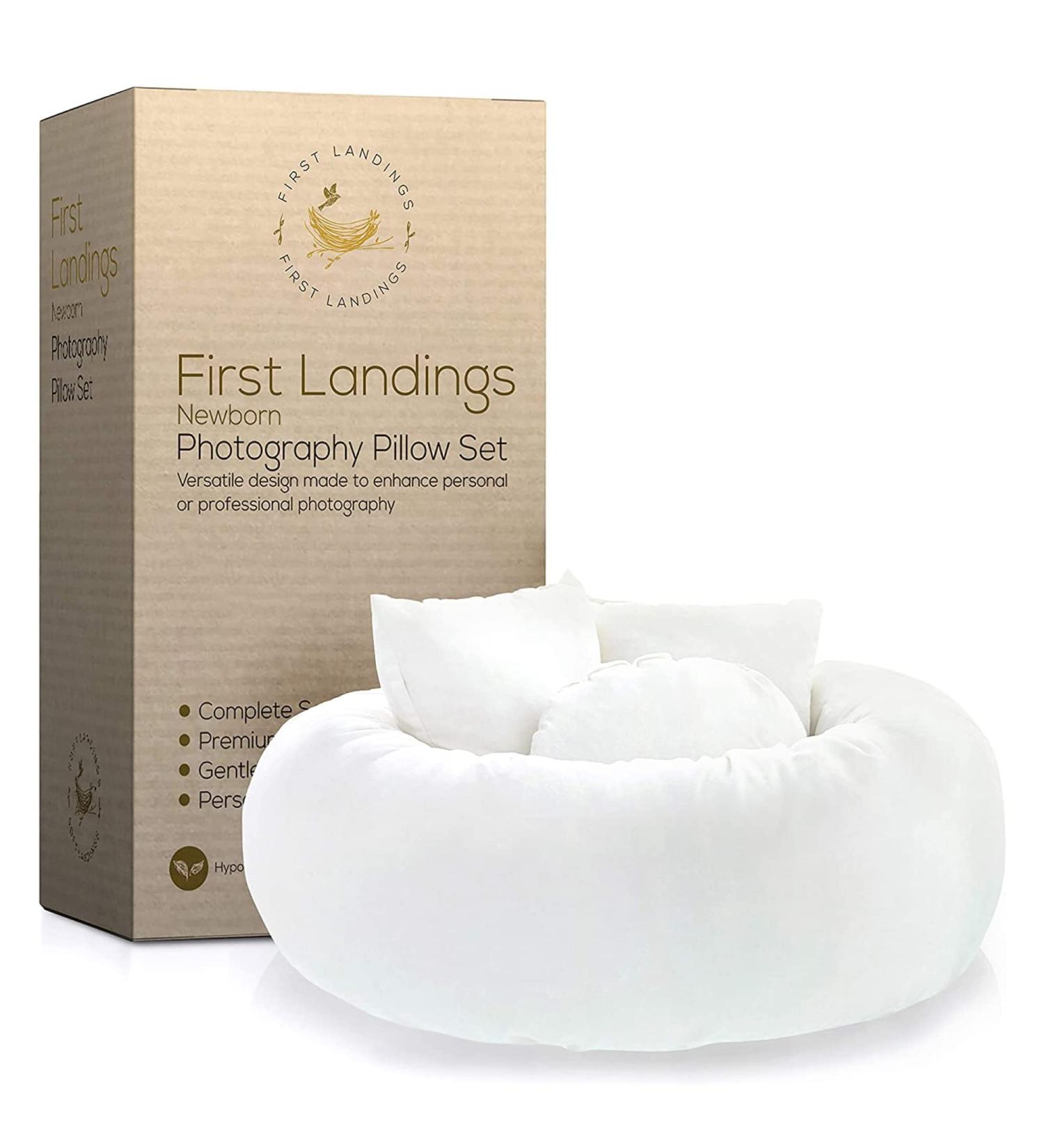 First Landings Newborn Posing Pillows - Photography Props for Baby Boy or Girl Photoshoots - Donut Pillow and 3 Posing Pillows Photography Pillow Set - Buy Online on GoSupps.com