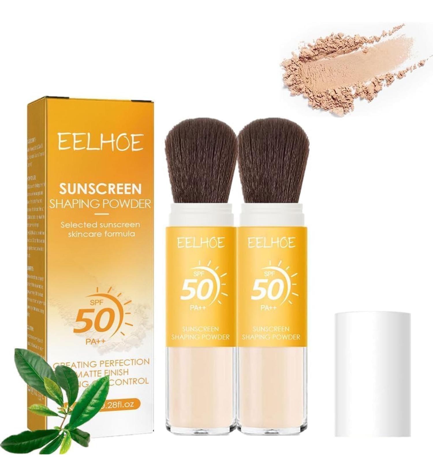 |Most Gifted| Mineral Powder Foundation Sunscreen - SPF 50 Loose Powder Sunscreen Setting Powder - Mineral Brush Powder - Oil Control Natural Matte Finish Powder Sunscreen For Face Makeup - 8g/0.28fl.oz (2pcs) - Buy Online on GoSupps.com