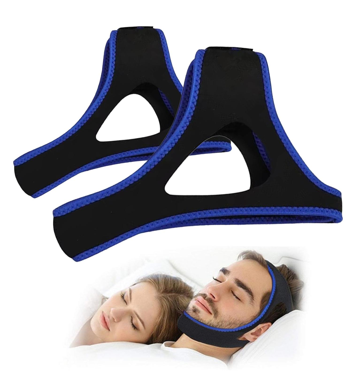 MEIYUETAOSI 2Pcs Jaw Strap for Snoring Adjustable Breathable Chin Airflow Jaw Strap Chin Strap for Sleeping Simple and Effective Stop Snoring Solution for Men and Women Sleeping (Blue) - Buy Online on GoSupps.com