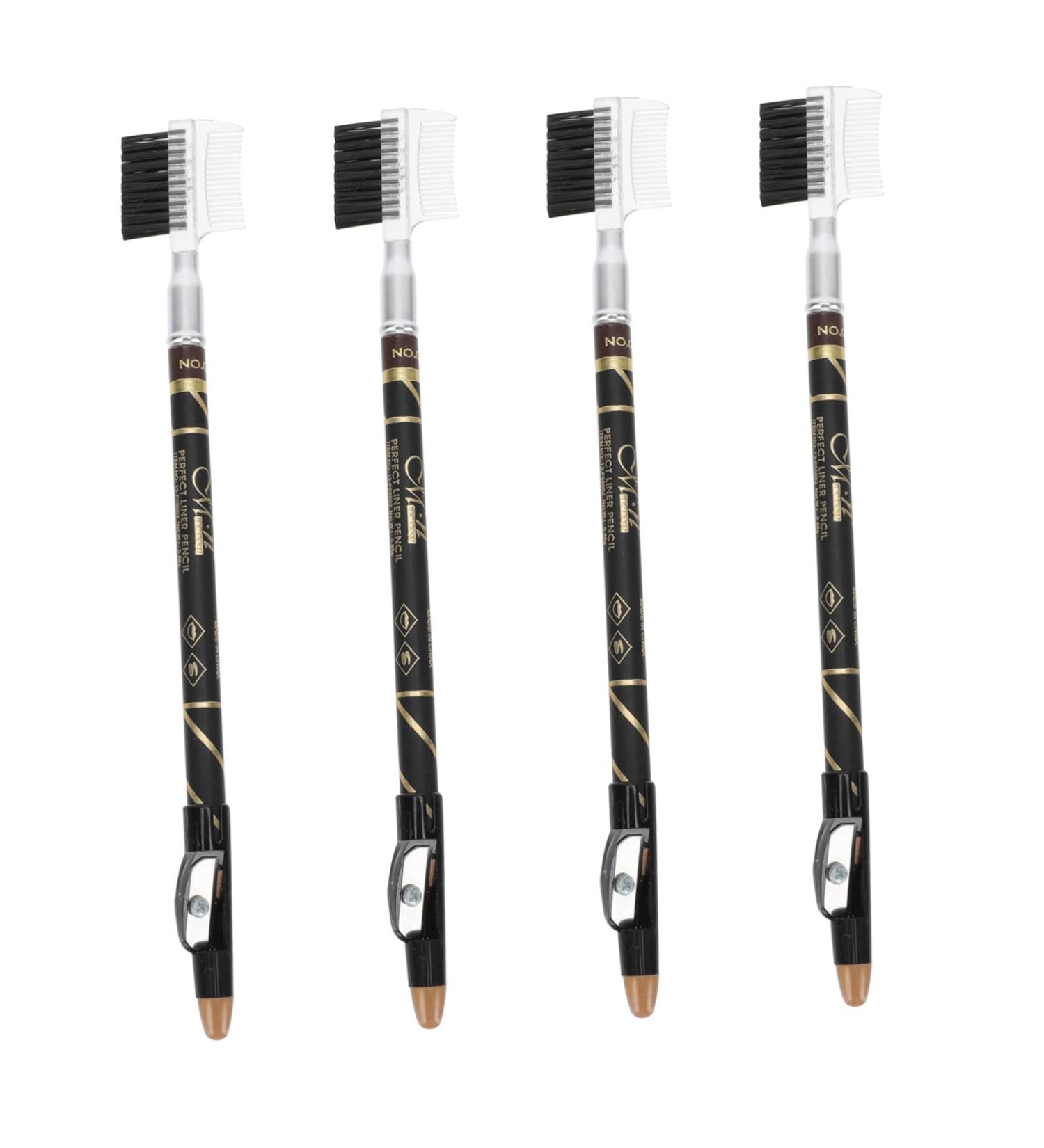 NOLITOY 4pcs Two-in-one Eyebrow Pencil Eyebrow Pen Brown Eyeliner Pencils Women Eyebrow Pencils Girl - Buy Online on GoSupps.com