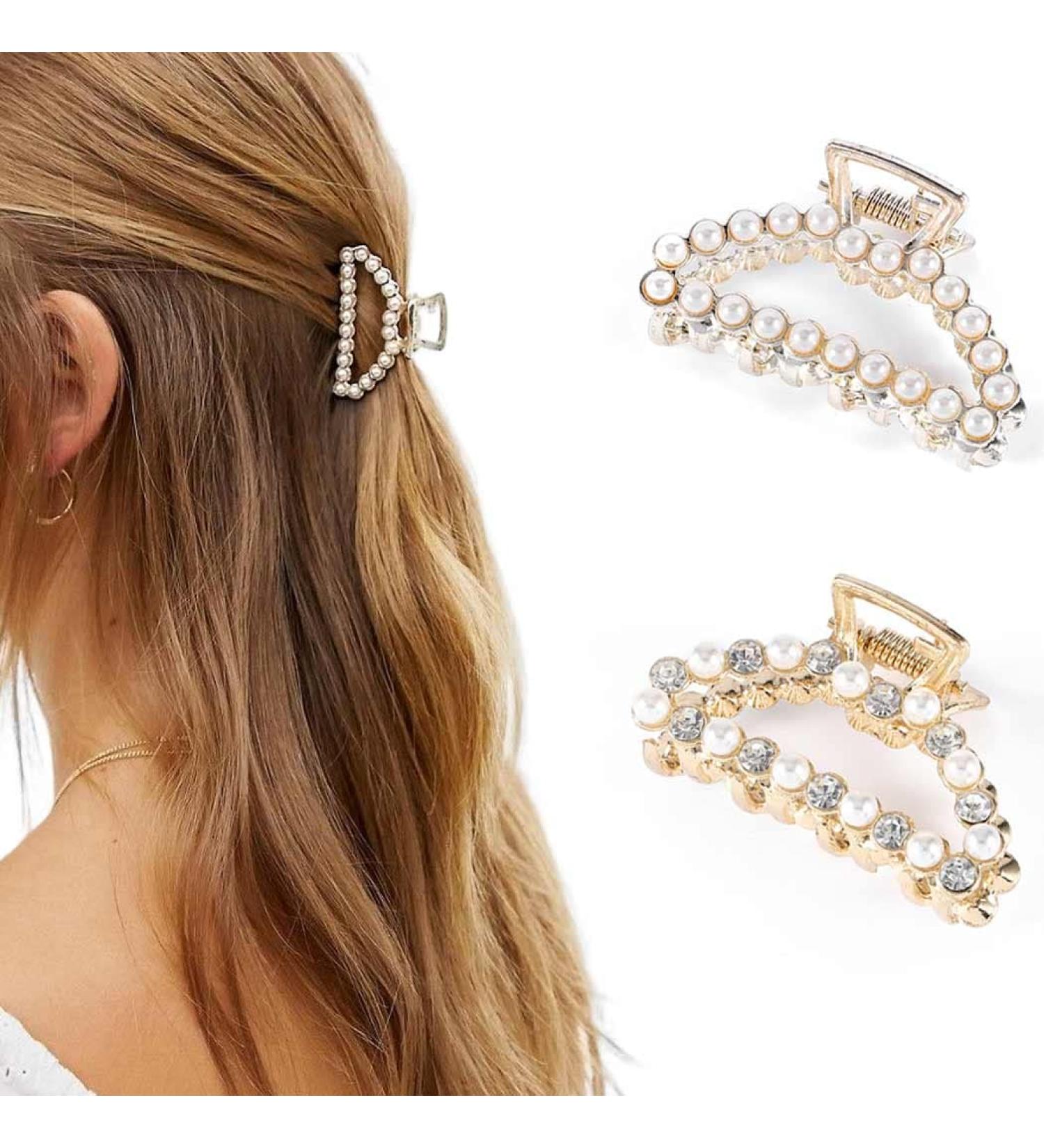 Buy Runmi Pearl & Crystal Hair Clips - Stylish Hair Accessories for Women & Girls (2 Pack) - International Shipping Available - Buy Online on GoSupps.com