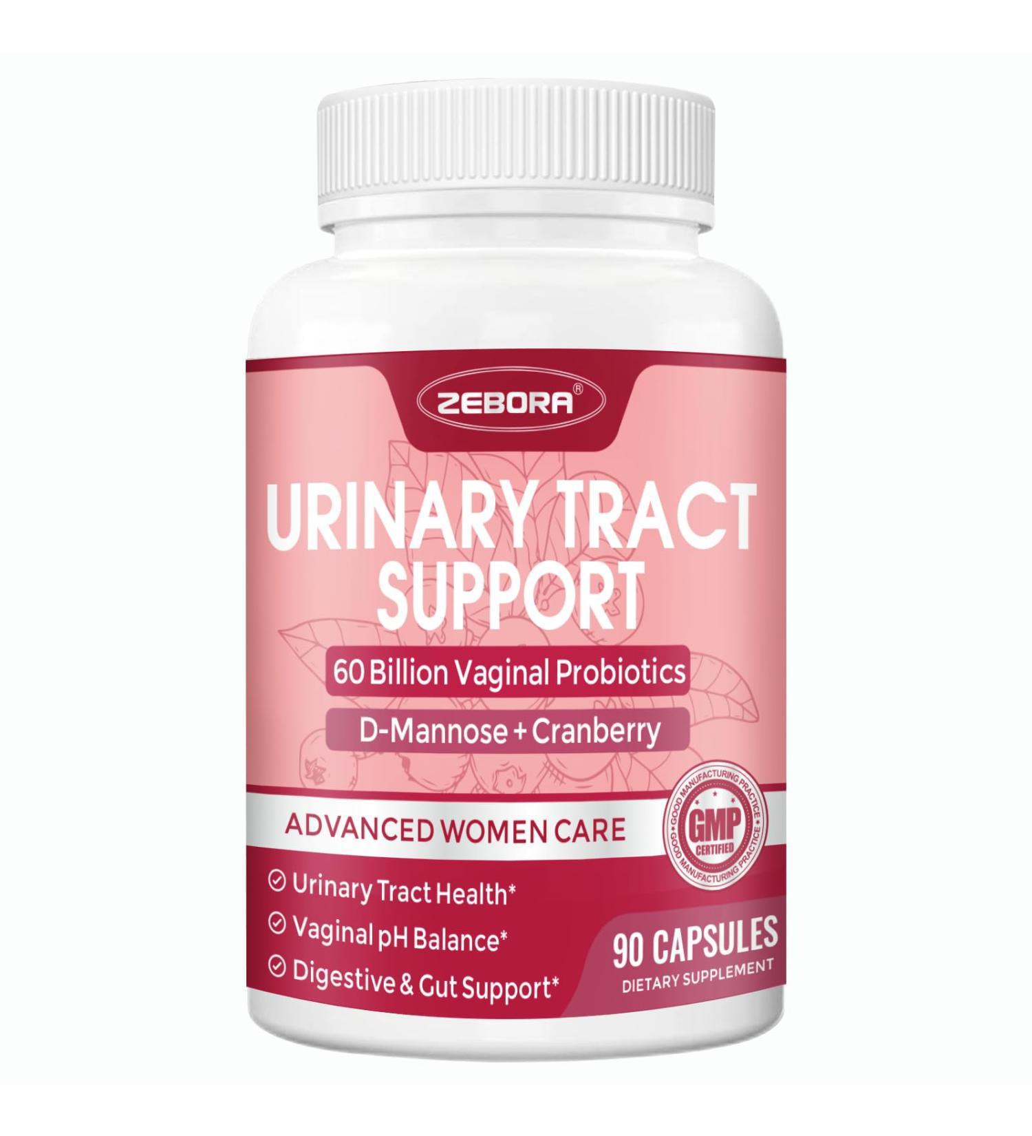 ZEBORA Urinary Tract Health for Women - Vaginal Probiotics for Women Digestive Health and pH Balance - D Mannose Supplements with Cranberry to Cleanse Urinary Tract & Bladder - 90 Capsules - Buy Online on GoSupps.com