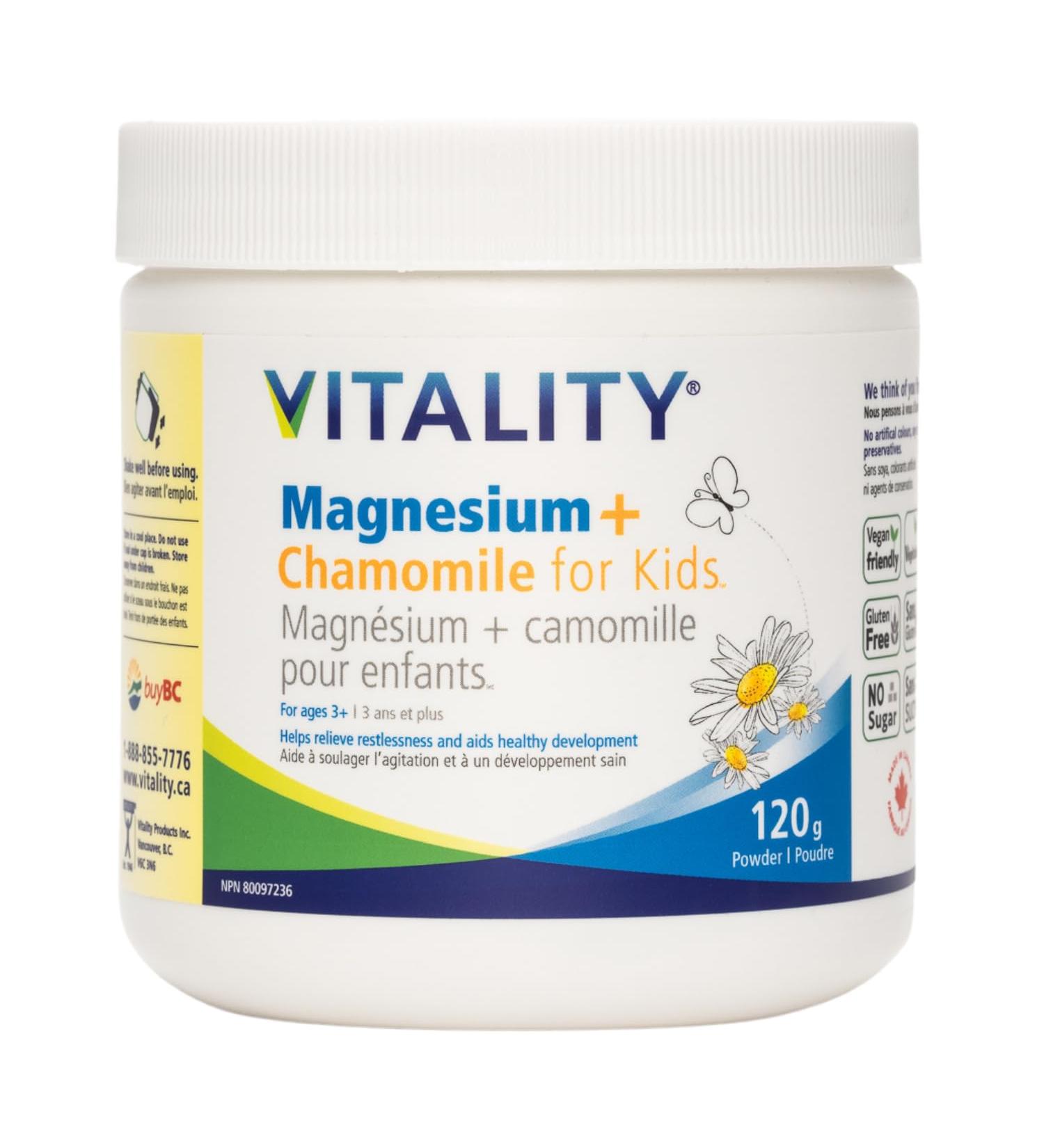VITALITY Magnesium + Chamomile for Kids (Ages 3+) - Powder 120 g (Pack of 1) Kids 120 g (Pack of 1) - Buy Online on GoSupps.com