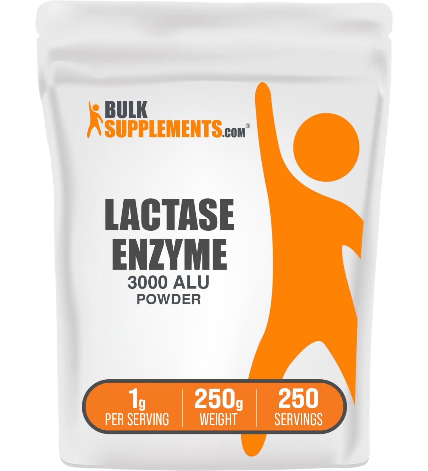 BulkSupplements.com Lactase Enzyme (3000 ALU) Powder - Lactase Enzyme Supplement Digestive Support - Gluten Free 1g per Serving 250g (8.8 oz) (Pack of 1) 8.8 Ounce (Pack of 1) - Buy Online on GoSupps.com