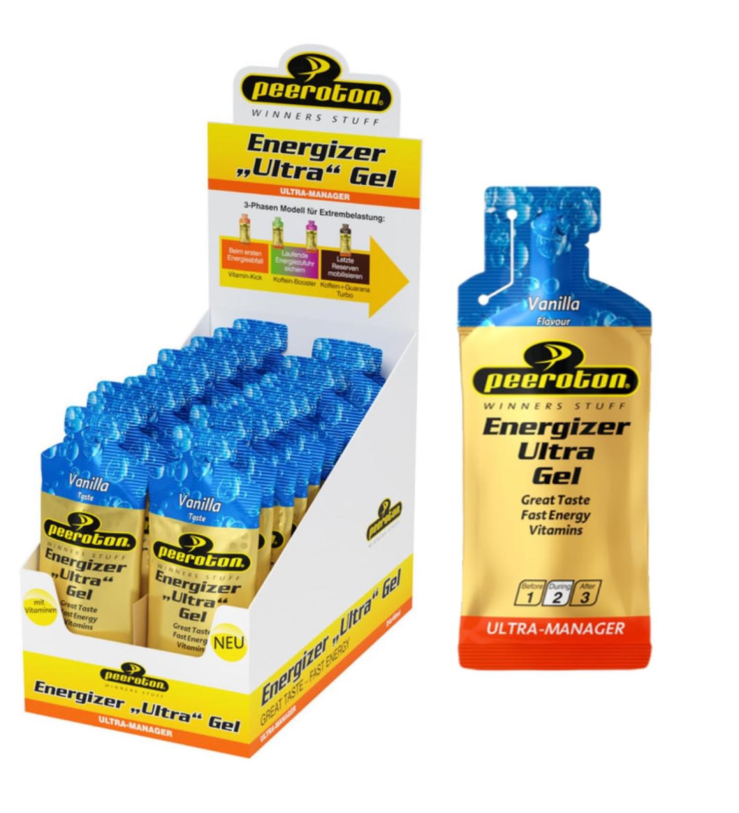 Peeroton Energizer Ultra Gel Vanilla - Isotonic Energy Gel for Endurance | 26.5g Carbs 40ml (24 Pack) - Fast Digesting Power Gel - Buy Online on GoSupps.com