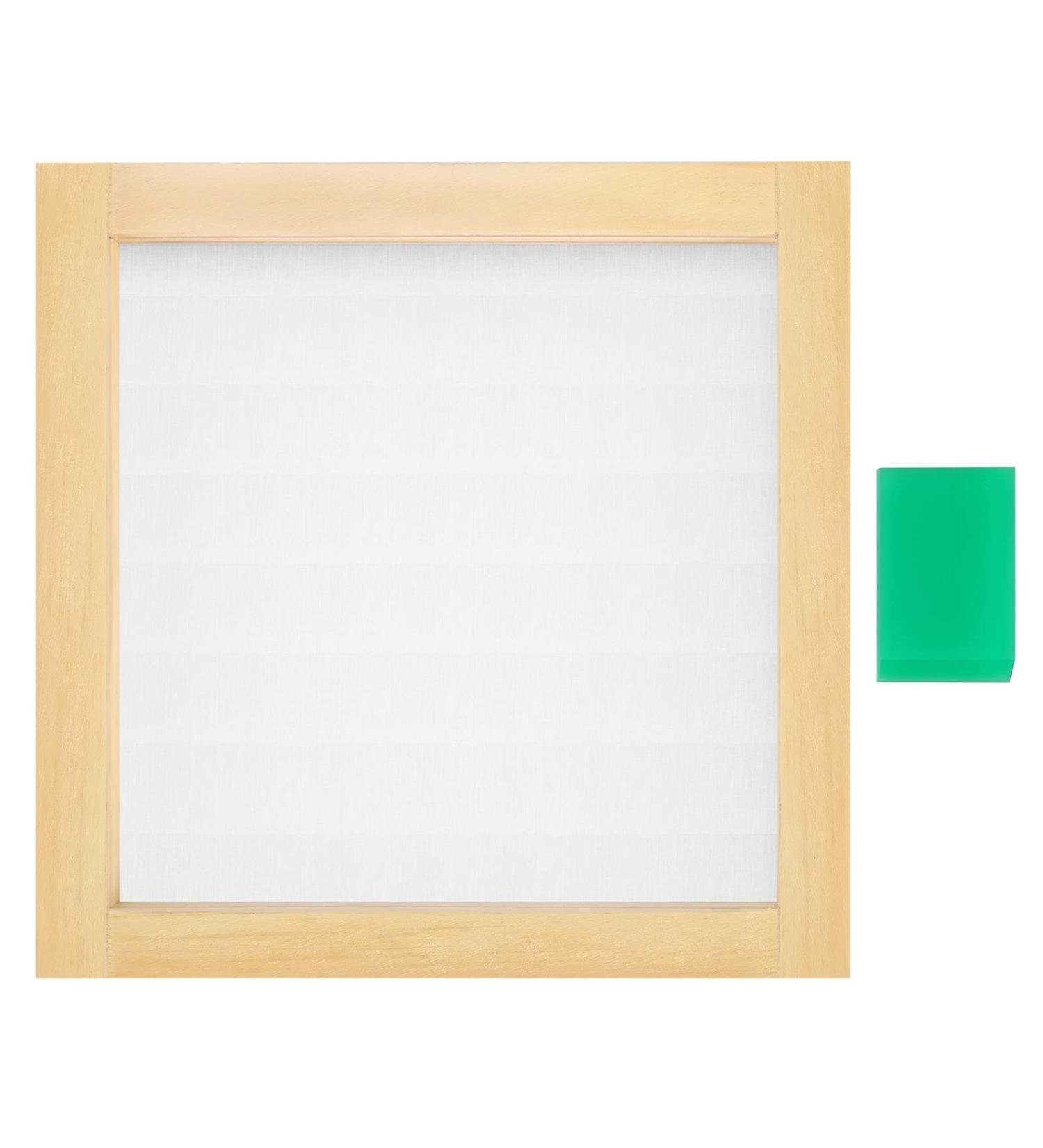 Caydo 6 Inch Square Wood Screen Printing Frame with 110 White Mesh and Squeegee - Buy Online on GoSupps.com