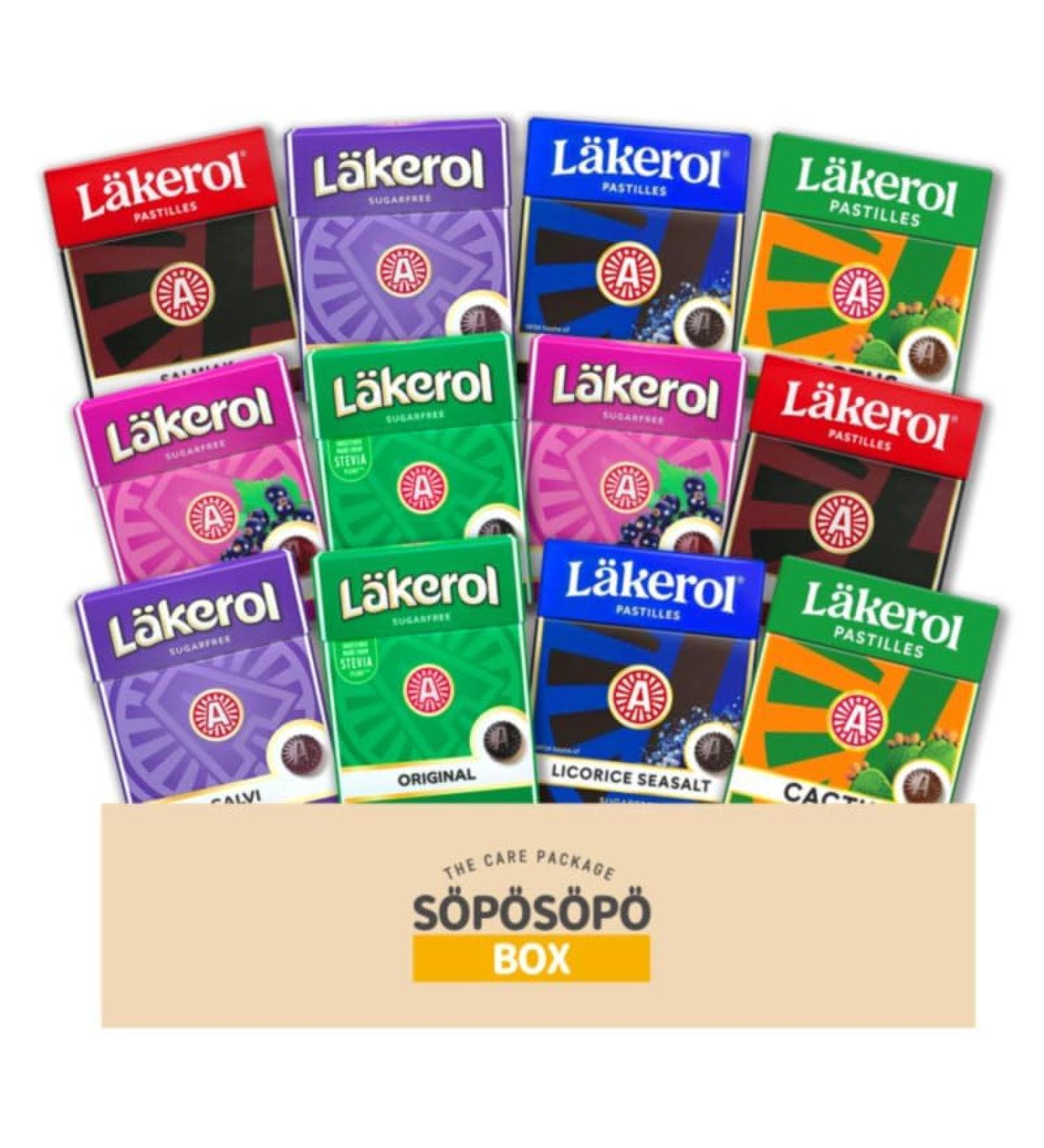 Lakerol L kerol Sugarfree Pastilles 6-Flavor Variety: Two 0.8 oz packages each in a SOPOSOPO Box (Total of 12 items) S P S P Box - Buy Online on GoSupps.com