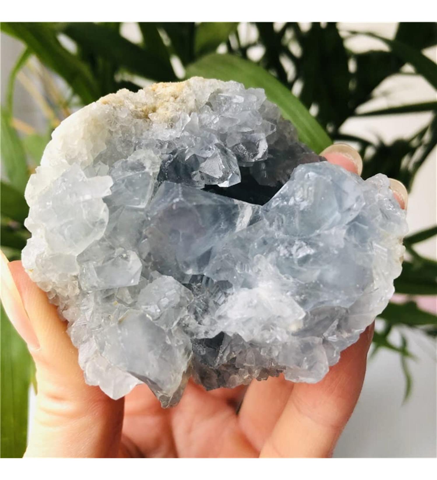 Natural Celestite geode Quartz Cluster Crystal Specimen s Reiki Crystal Stone - Buy Online on GoSupps.com