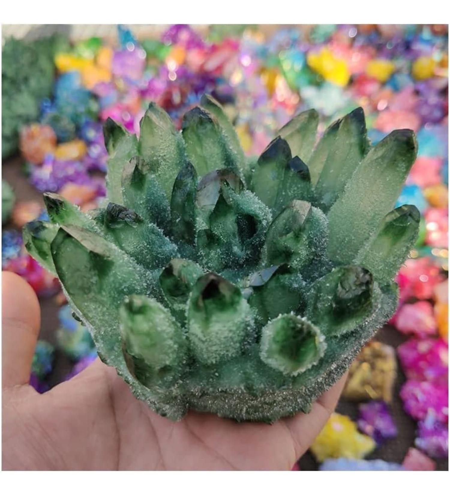Crystal Rough Twinkling Green Ghost Quartz Crystal Cluster Specimen - Buy Online on GoSupps.com