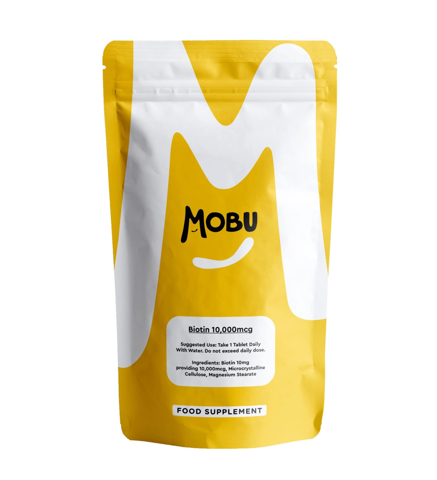 Biotin 10,000mcg Tablets - 120 Count | Healthy Hair Growth, Skin & Nail Vitamin Supplement | Vegan & GMP Approved - MOBU - Buy Online on GoSupps.com