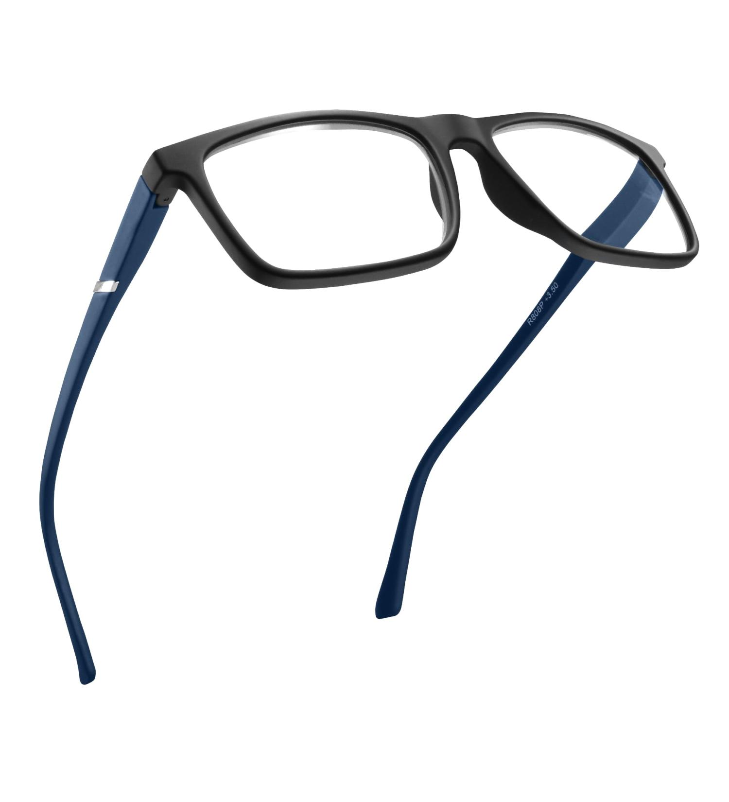 Premium Blue Light Reading Glasses for Men - Stylish & Durable 1.5x Blue Frame Readers - Comfortable for All Face Shapes - Buy Online on GoSupps.com