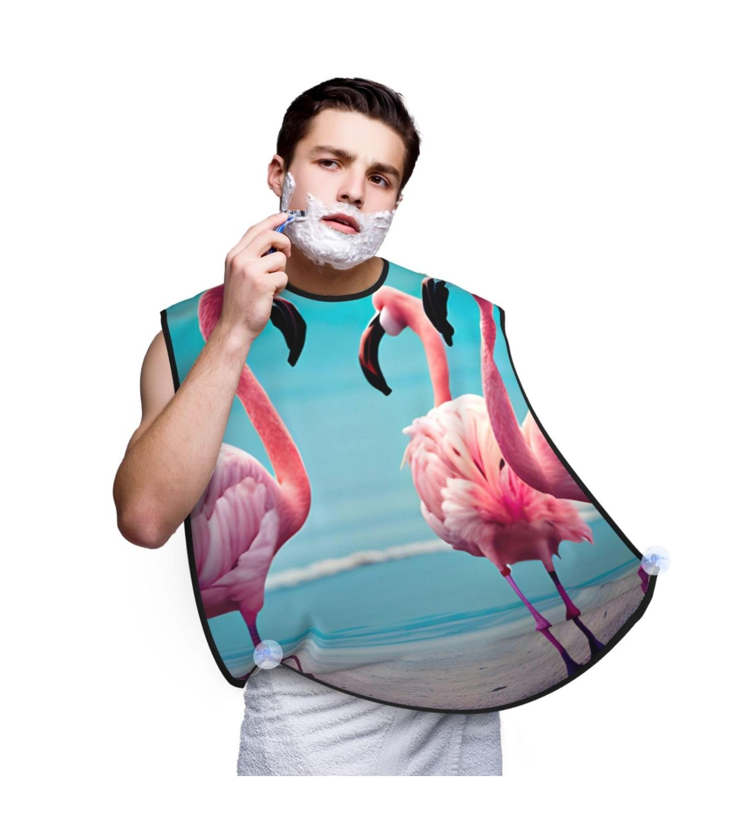 Flamingo Beach Print Beard Bib Apron for Men - Hair Catcher Cape for Shaving & Trimming - Buy Online on GoSupps.com