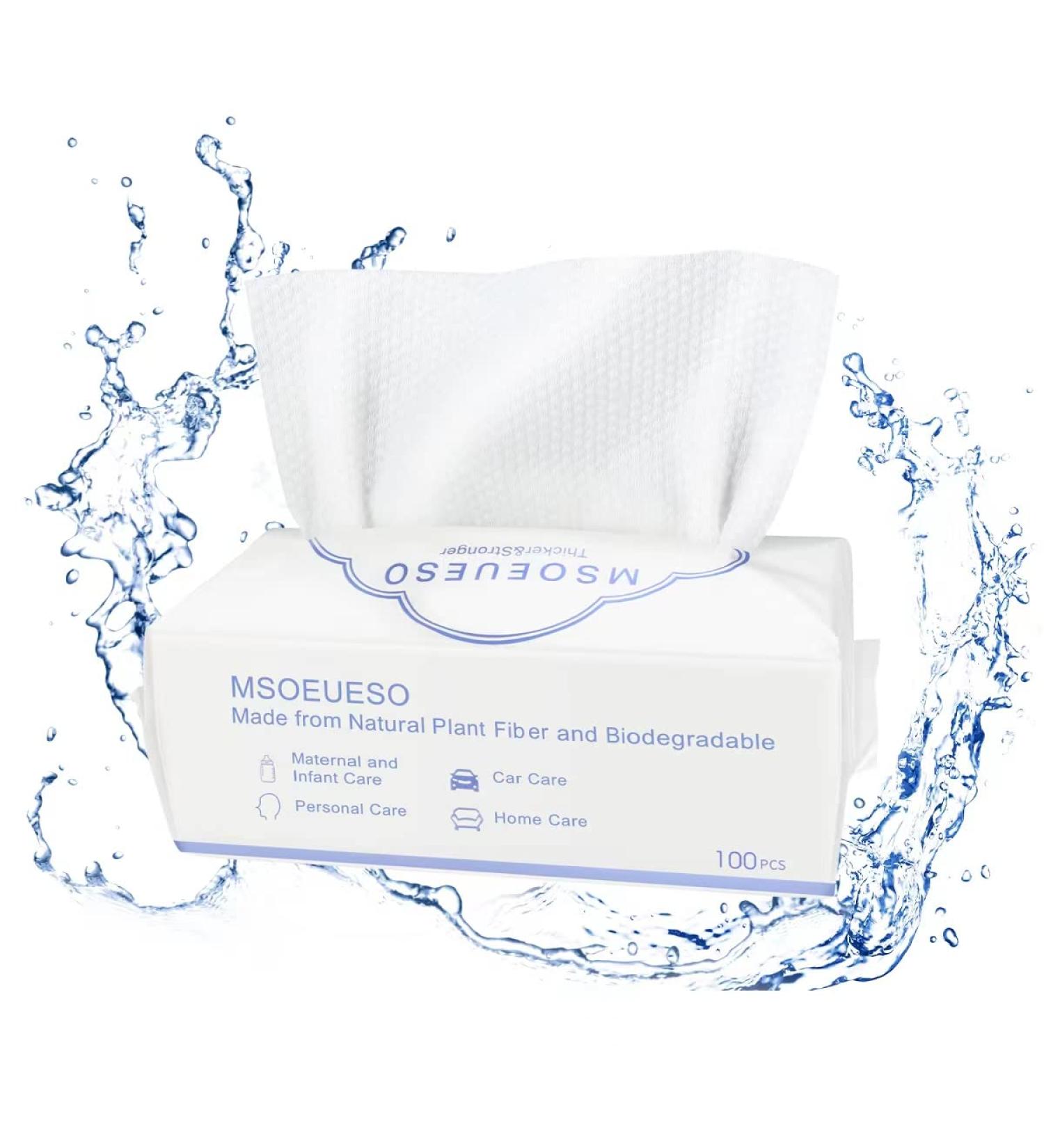 100% Cotton Disposable Face Towel 100ct | Biodegradable & Ultra Soft | Makeup Remover Wipes - Buy Online on GoSupps.com
