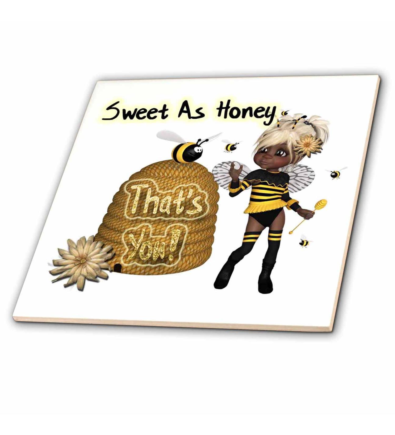 8 Inch Ceramic Tile - Sweet as Honey Fairy a Gift for That Special Sweetheart Love