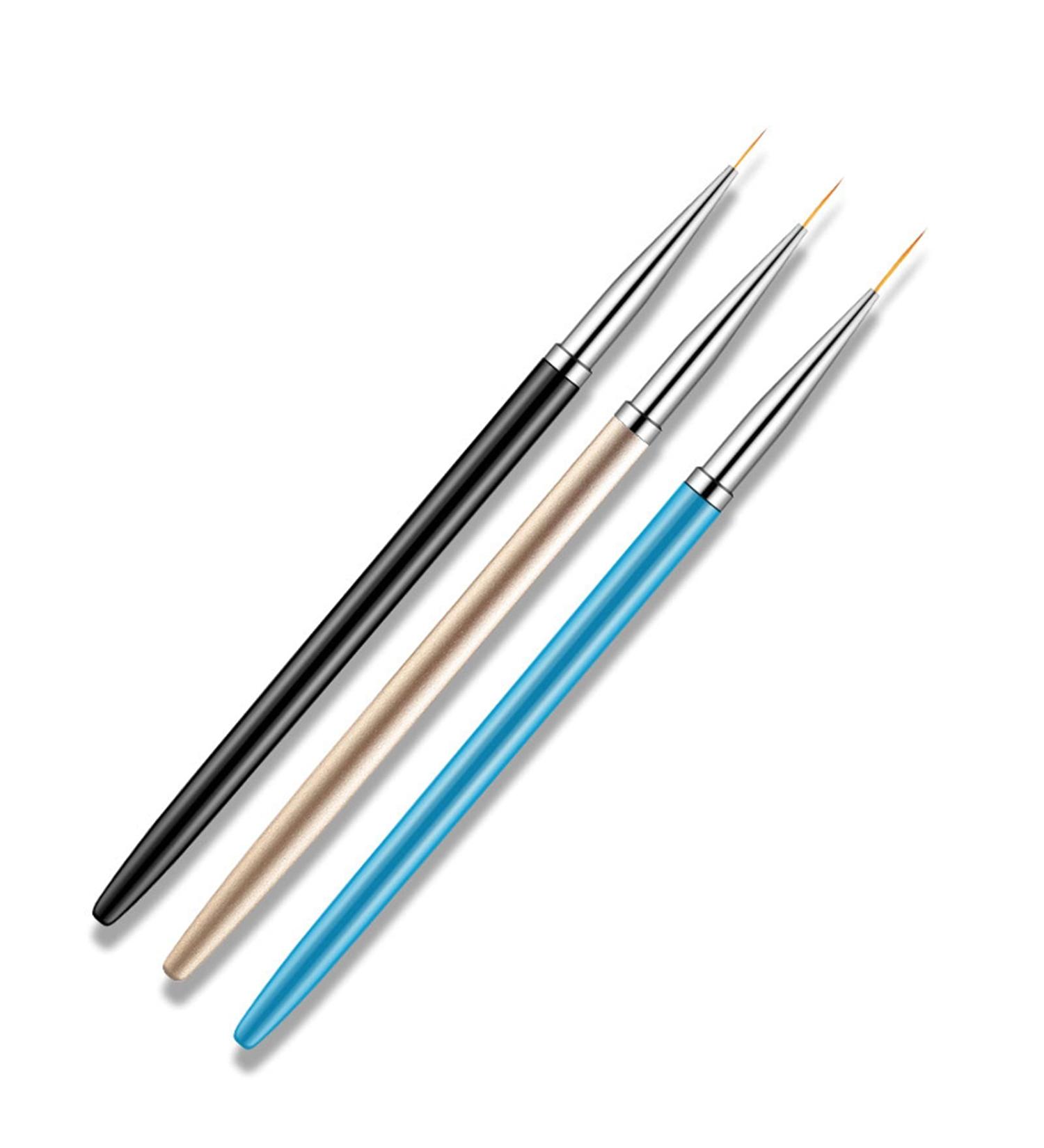 Aoshang 3pc Nail Art Liner Brushes Set for UV Gel & Acrylic Design - Nail Dotting Painting Drawing Pen - Sizes 7/9/11mm - Buy Online on GoSupps.com