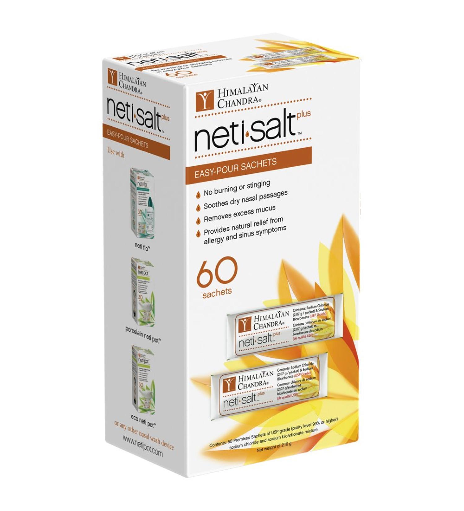 Himalayan Chandra Neti Salt Plus Refill Sachet 60ct - Nasal Wash Salt Packets - Buy Online on GoSupps.com