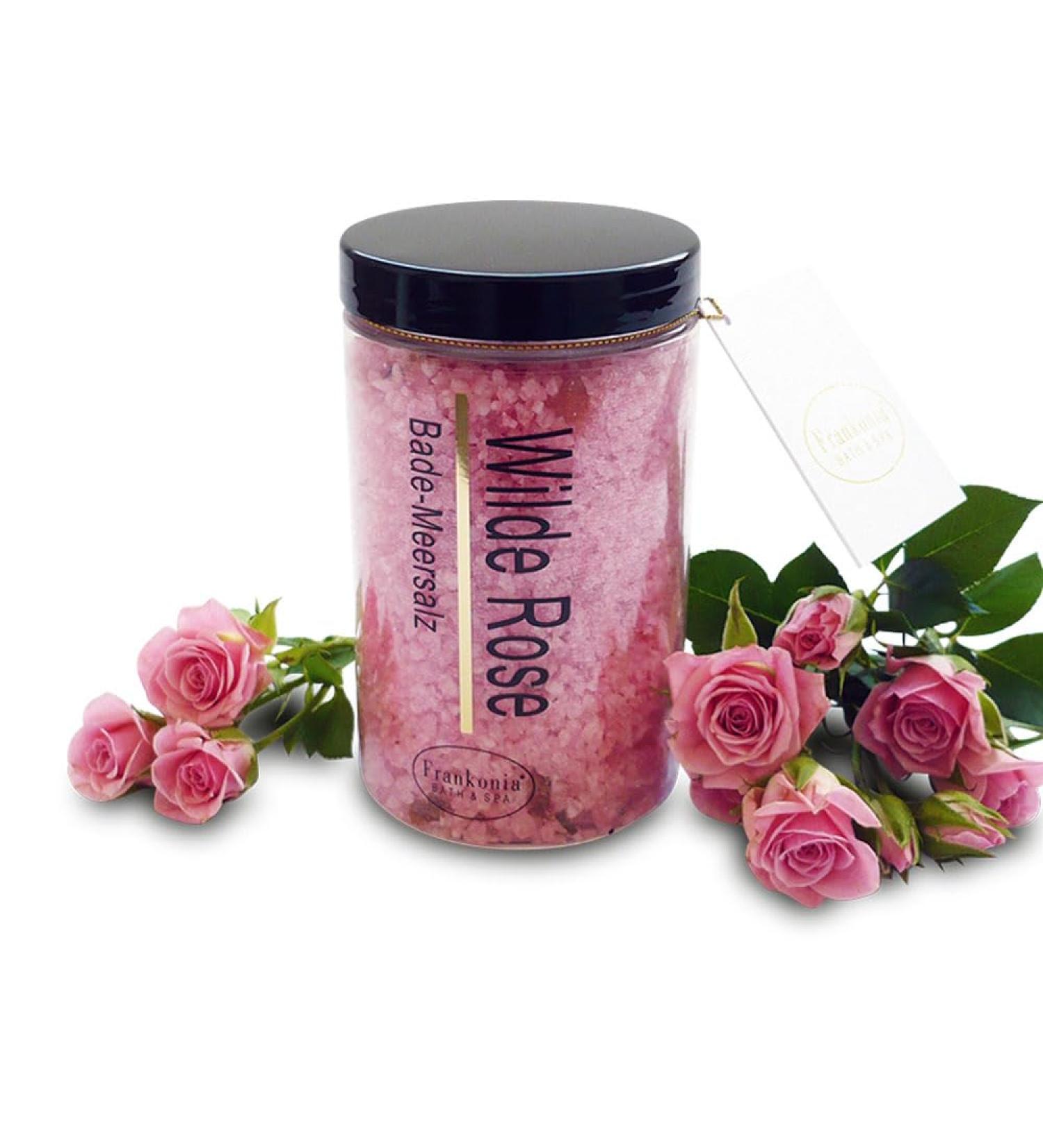 Frankonia Bath & Spa Rose Bathing Salt 450g - Vegan Wild Rose Crystals for Relaxation & Body Care - Dead Sea Sea Salt Additive - Buy Online on GoSupps.com