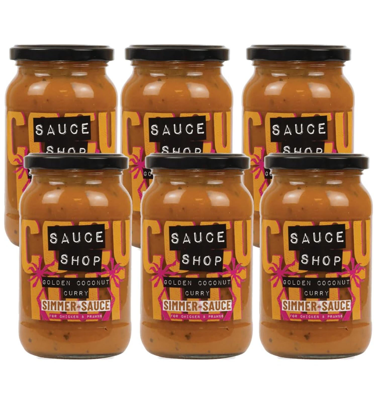 Sauce Shop - Golden Coconut Curry Sauce pack of 6 - Indian Cooking Sauce - 6x 360g Glass Jars